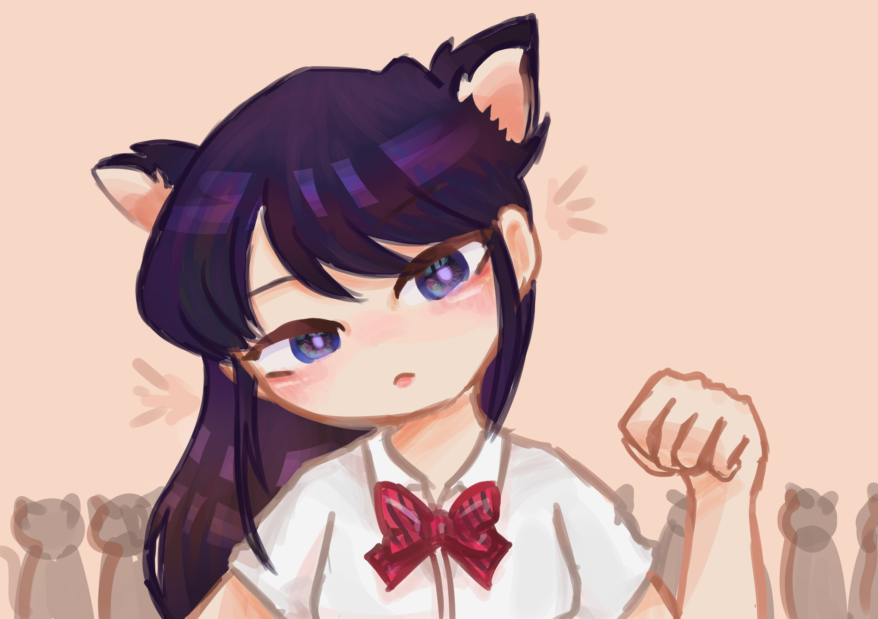 Komi Shouko from Komi Can't Communicate with cat ears HD Wallpaper