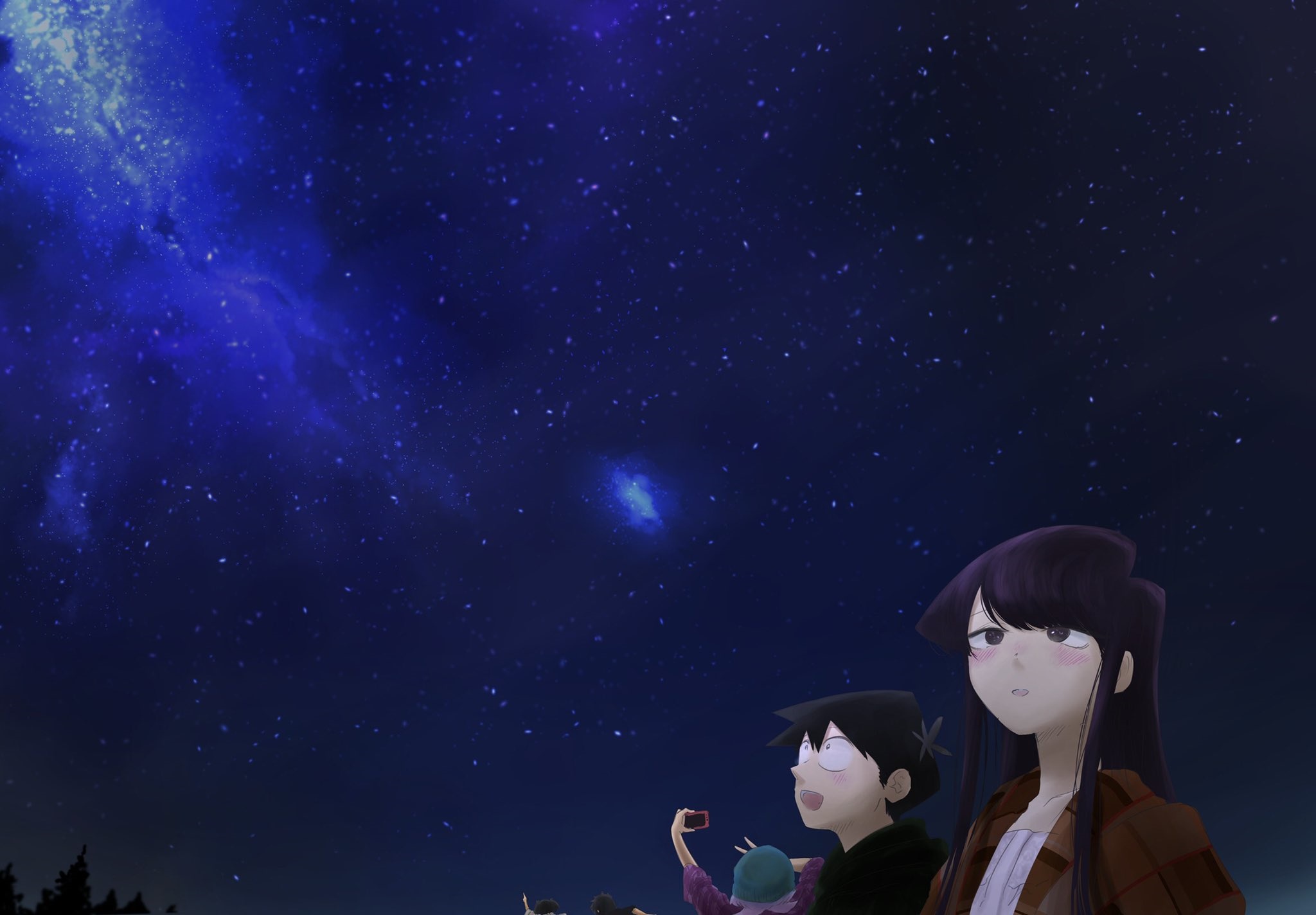 Komi Can't Communicate: Komi and Tadano stargazing HD Wallpaper