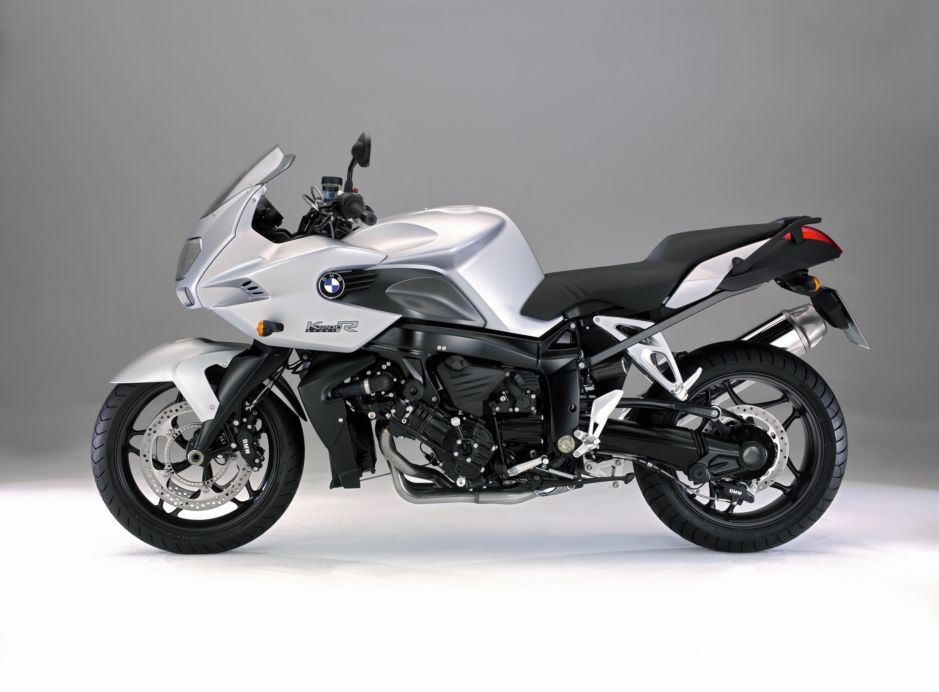 Silver BMW K 1200 R Sport motorcycle HD Wallpaper