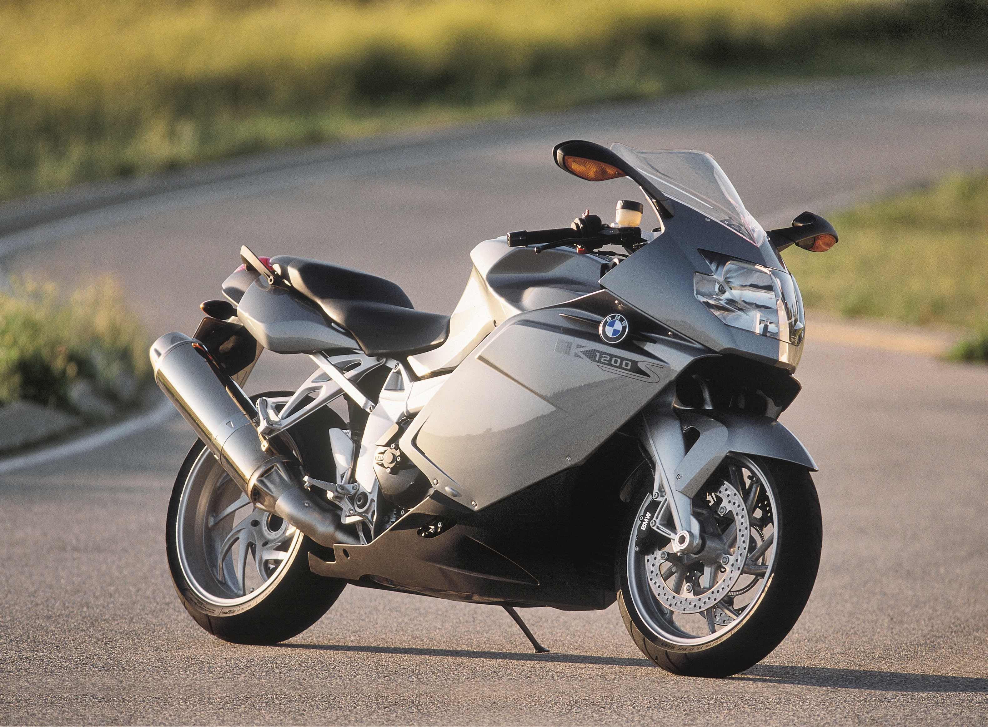 BMW K 1200 S motorcycle on a road HD Wallpaper