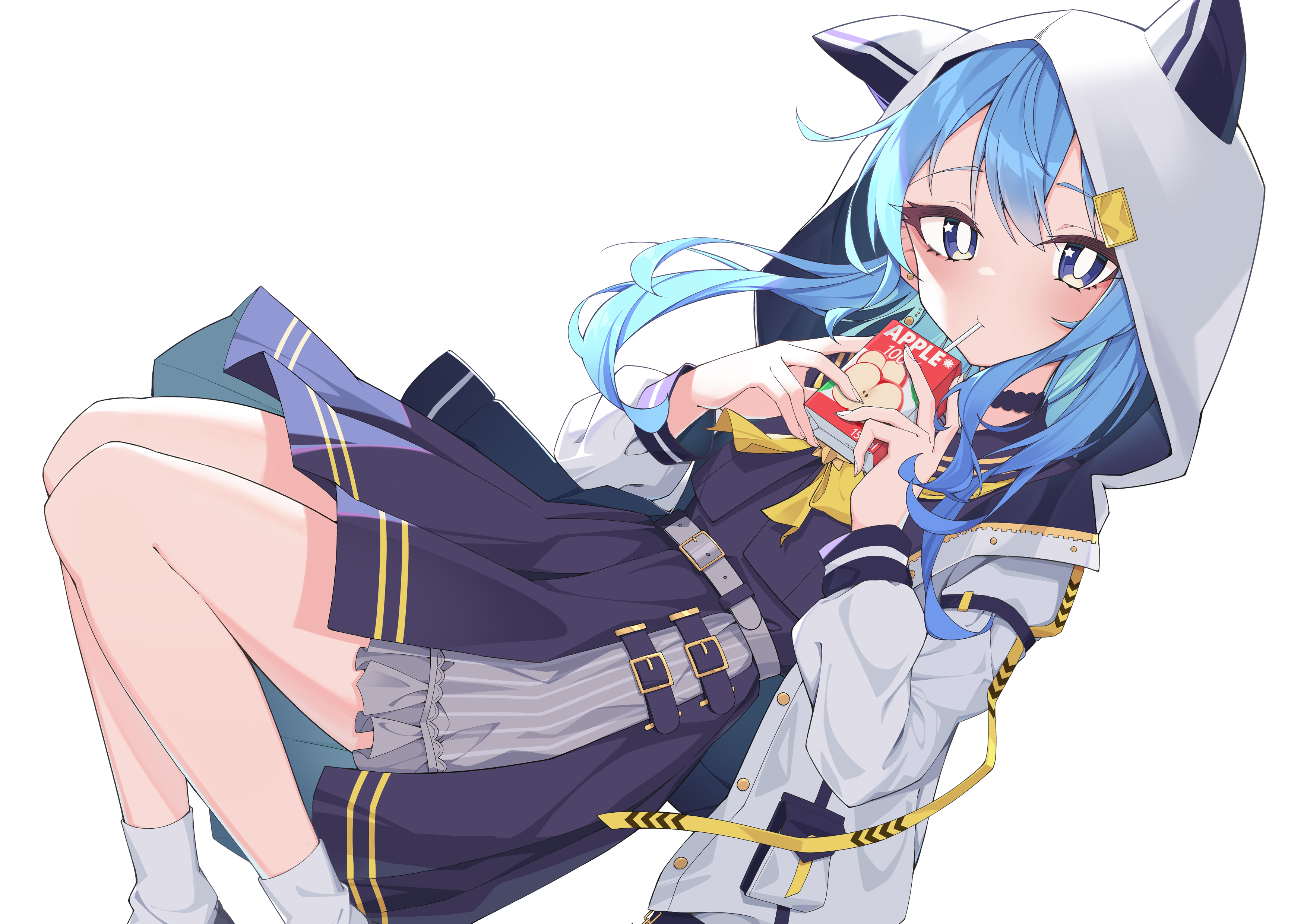 Hoshimachi Suisei from Hololive drinking apple juice HD Wallpaper
