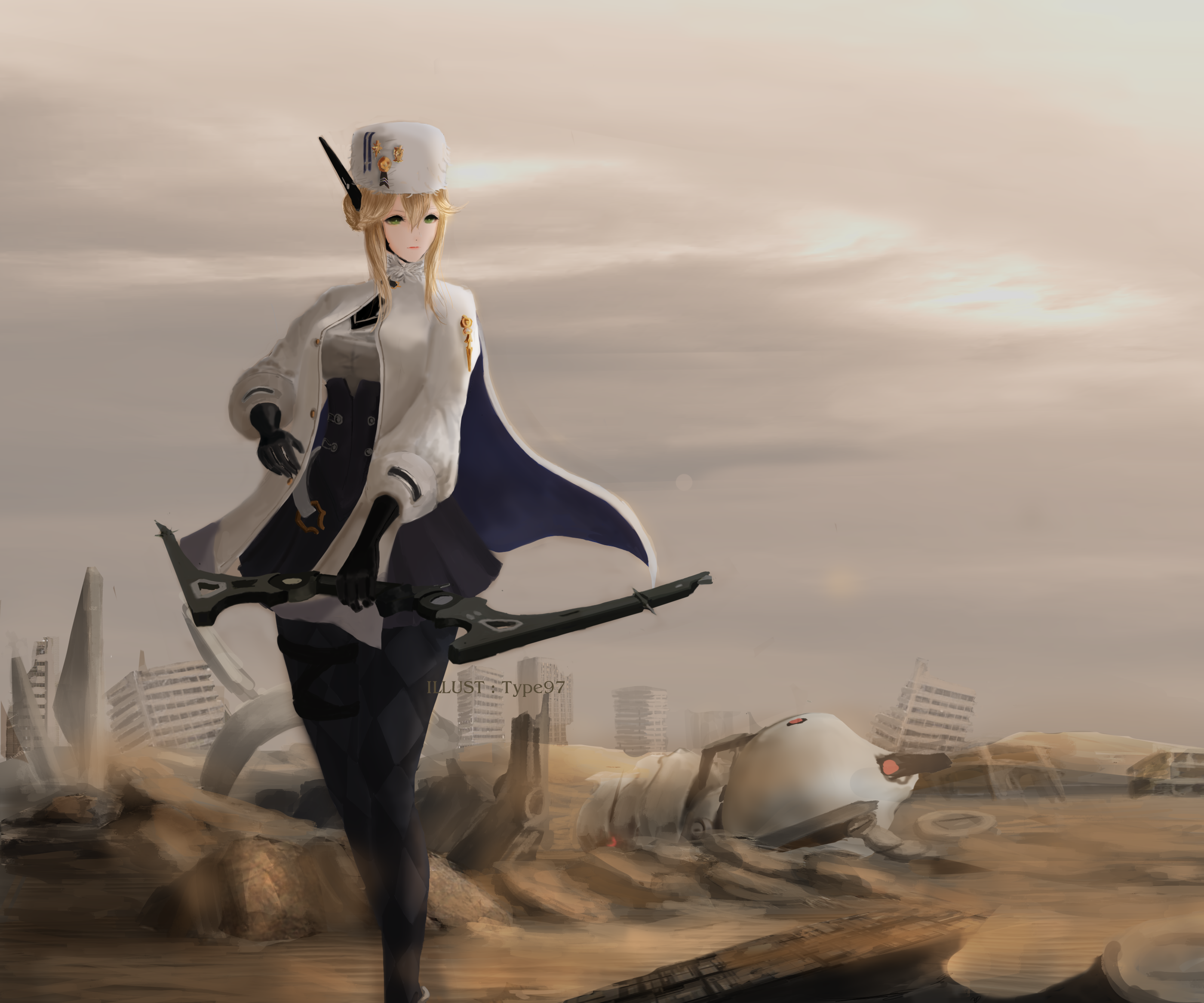Bianca from Punishing: Gray Raven in a ruined city HD Wallpaper