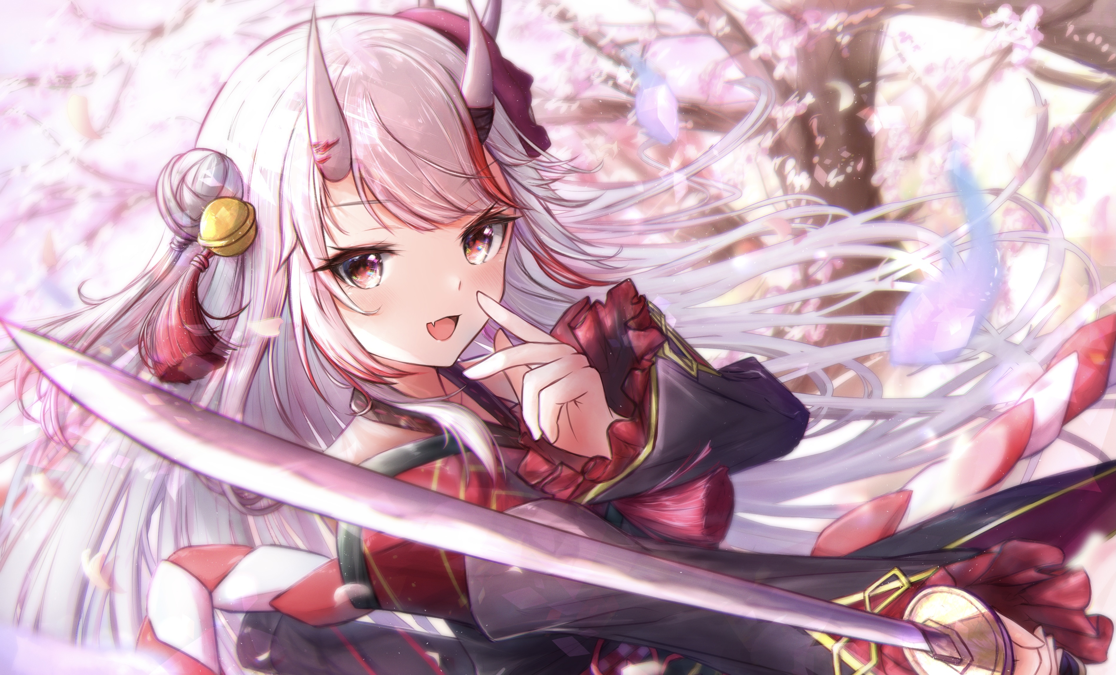 Nakiri Ayame from Hololive with a sword HD Wallpaper
