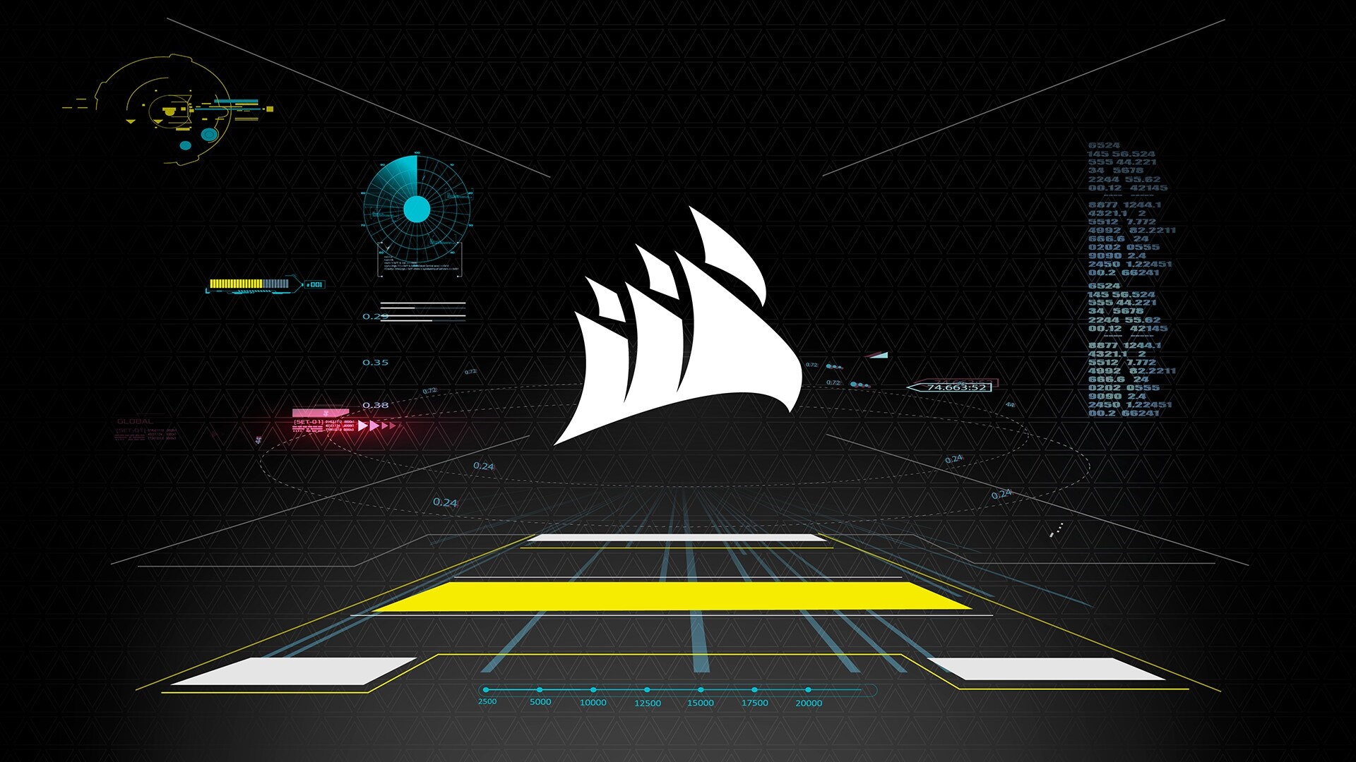 Corsair Futuristic Tech Interface Design HD Wallpaper