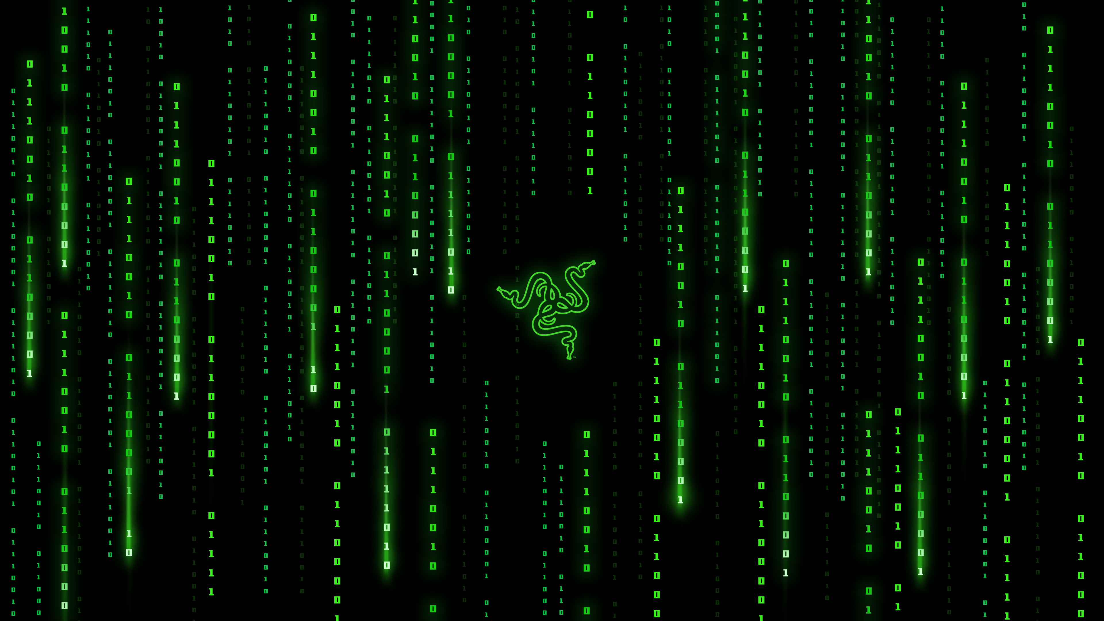 Razer logo with digital rain 4K HD Wallpaper