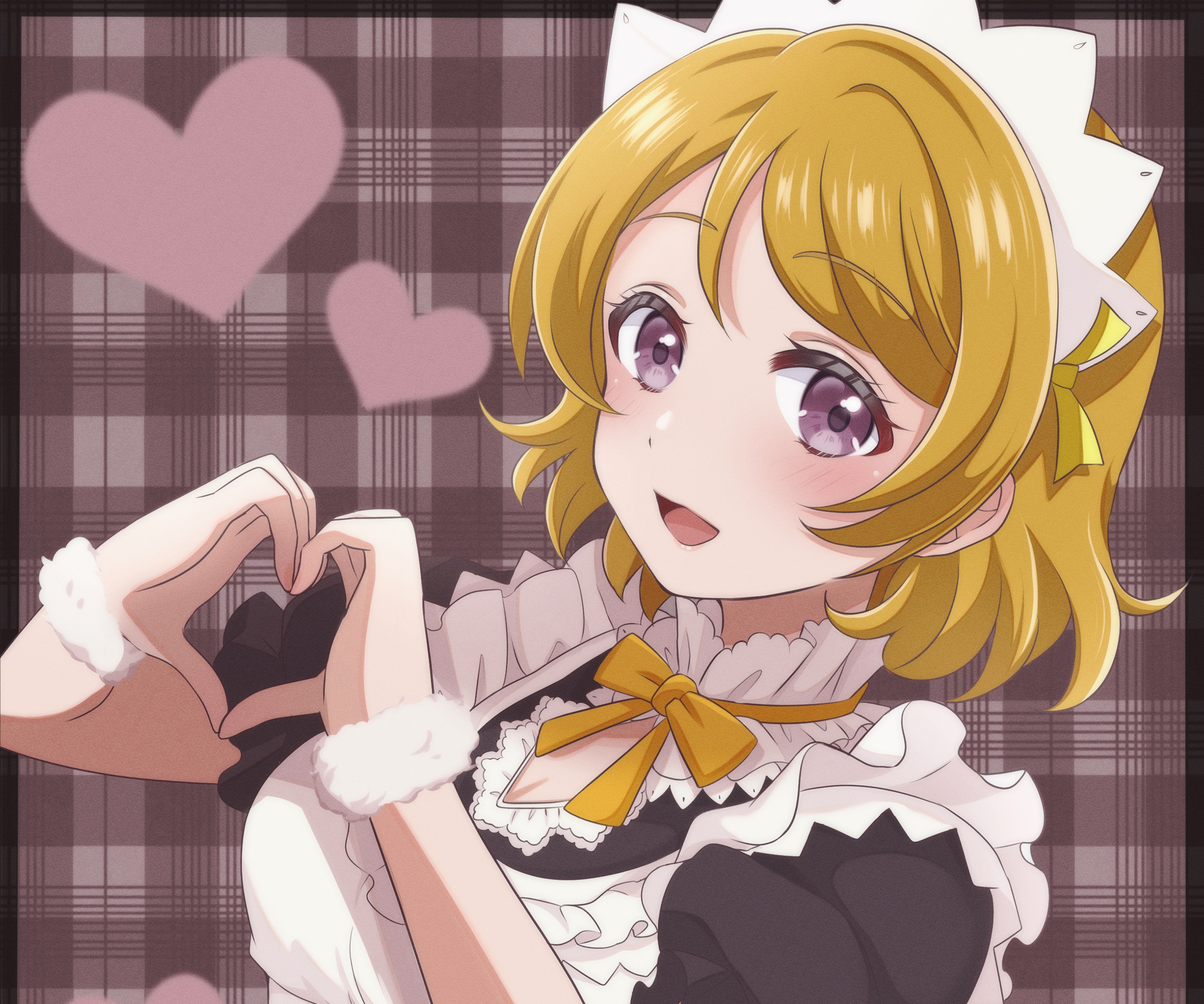 Hanayo Koizumi from Love Live! making a heart shape HD Wallpaper