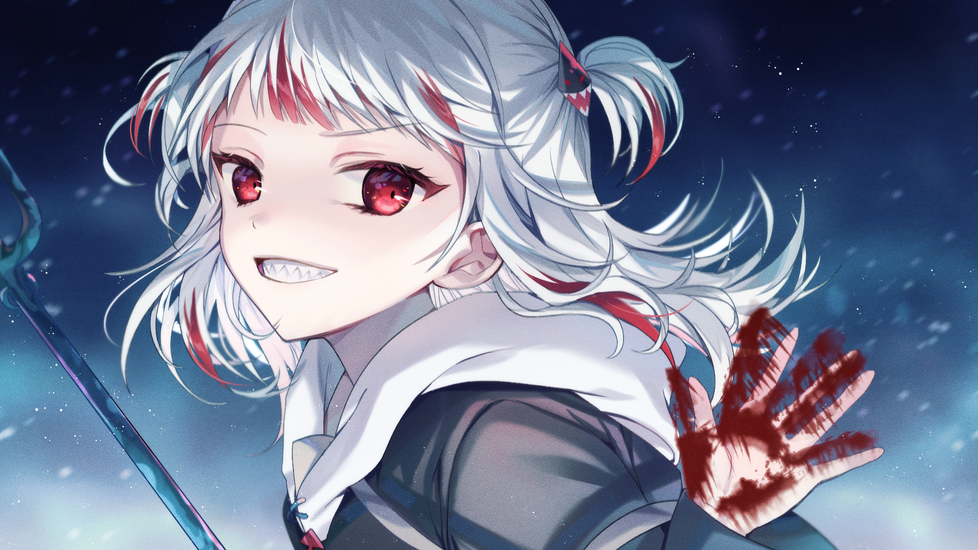 Gawr Gura from Hololive with bloody hand HD Wallpaper
