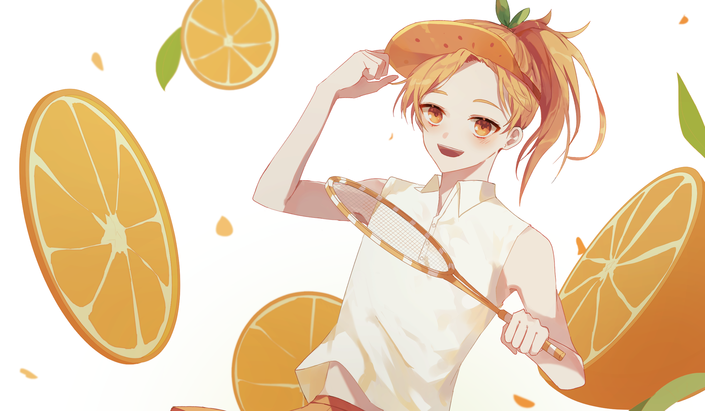 Orange Cookie from Cookie Run with oranges and badminton racket HD Wallpaper