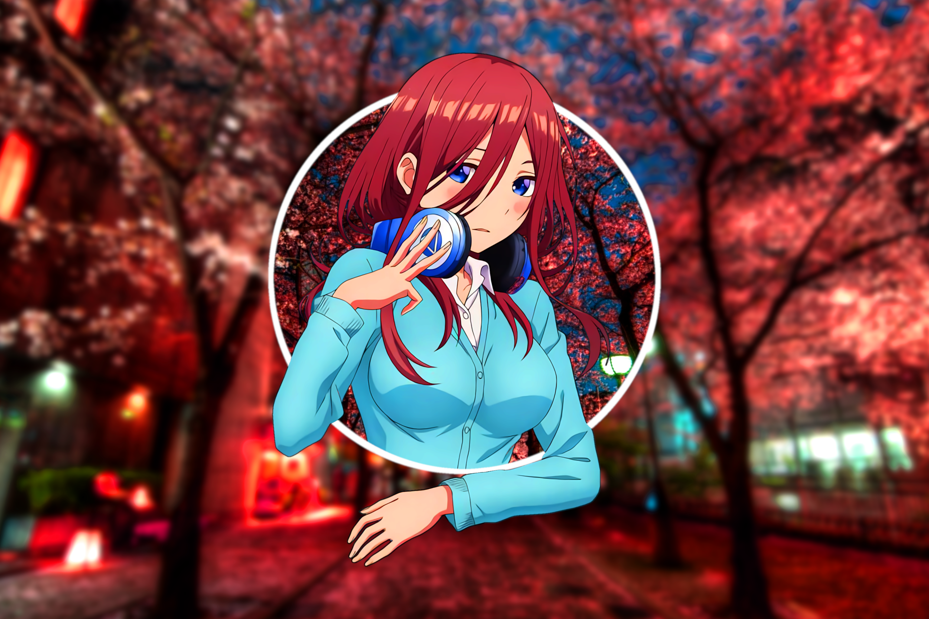 Miku Nakano with headphones HD Wallpaper