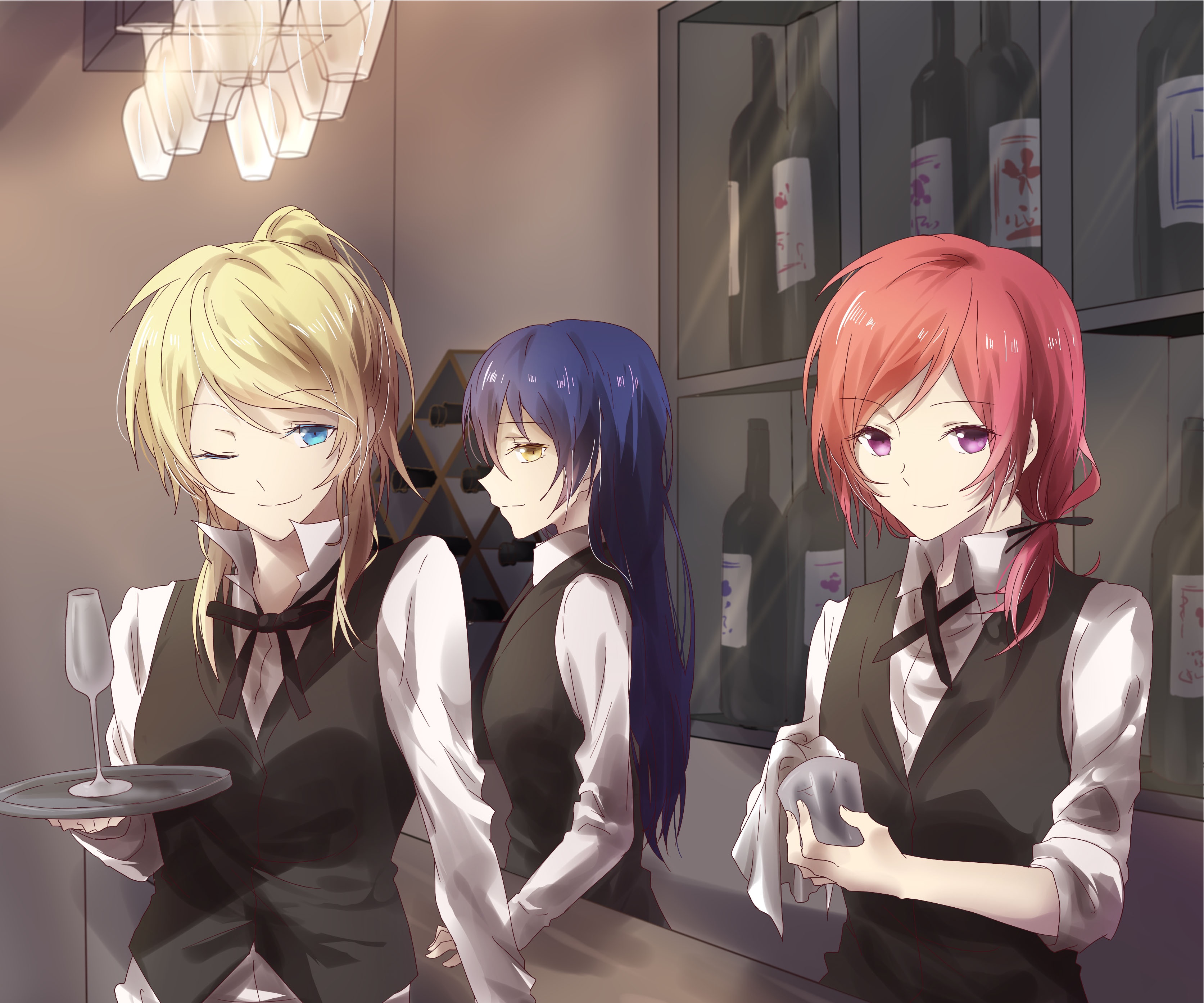 Maki Nishikino, Eri Ayase, and Umi Sonoda from Love Live! HD Wallpaper