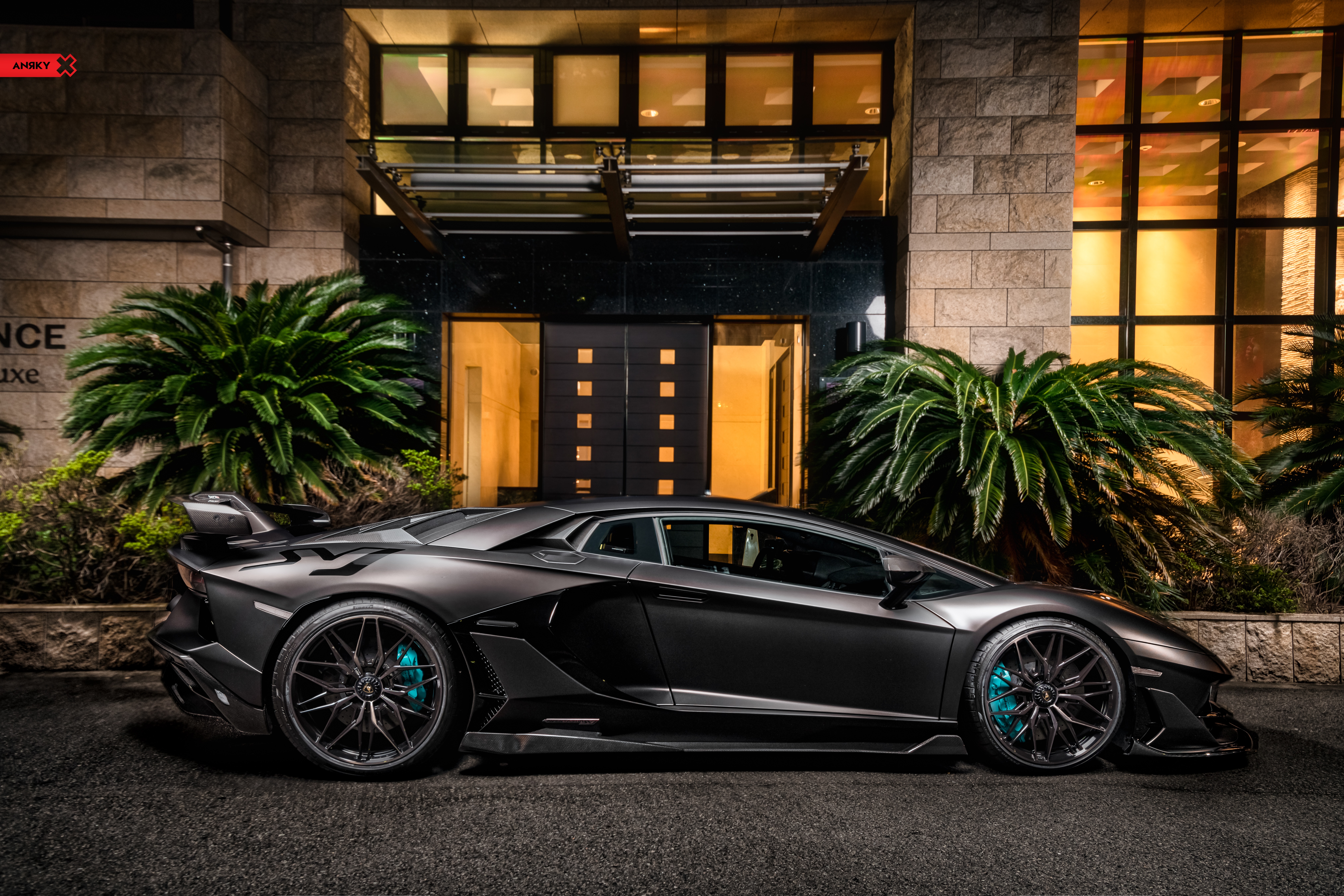 Black Lamborghini Aventador SVJ with ANRKY Wheels HD Wallpaper