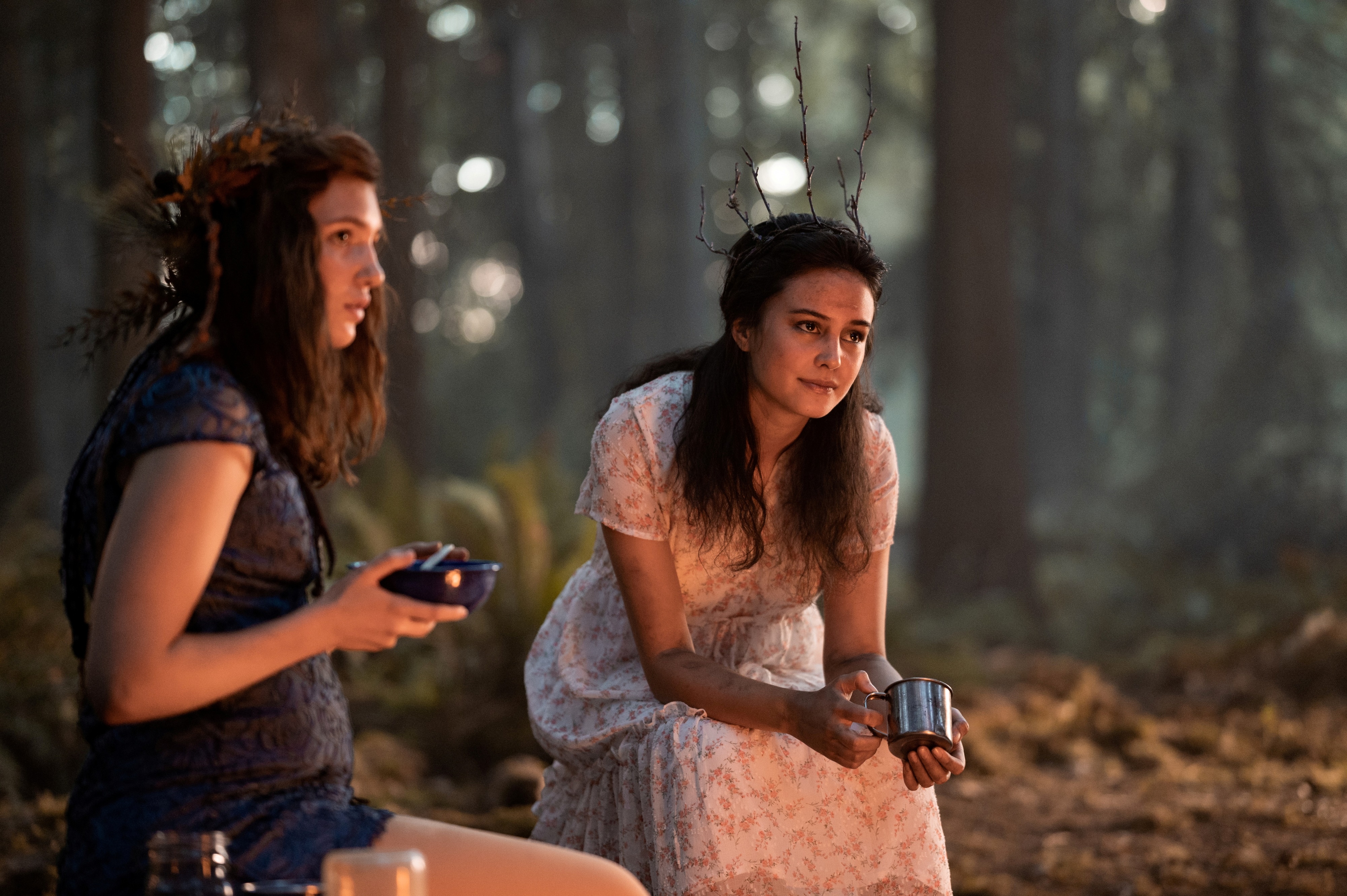 Two women in a forest HD Wallpaper