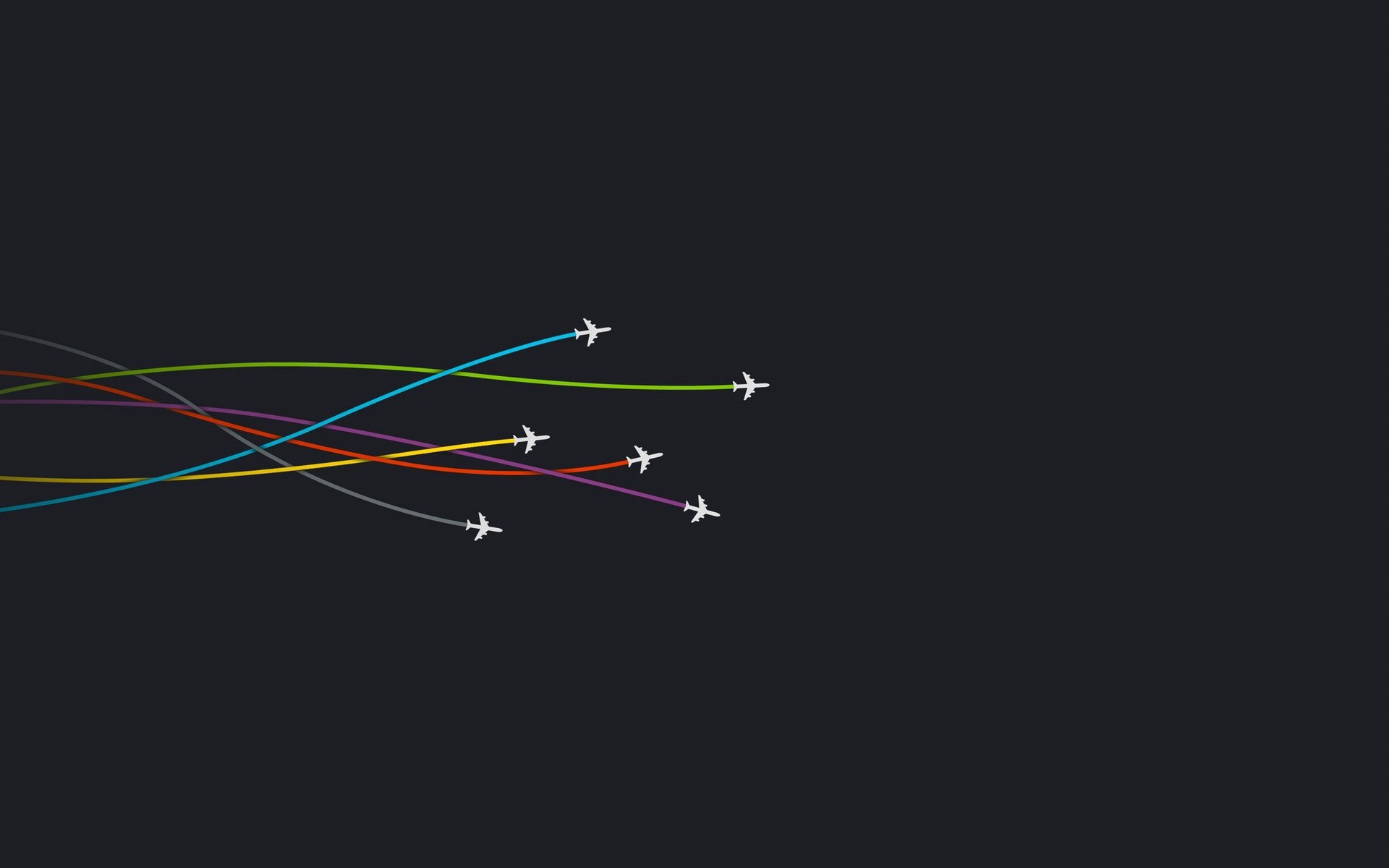Minimalist Airplanes with Colorful Trails HD Wallpaper