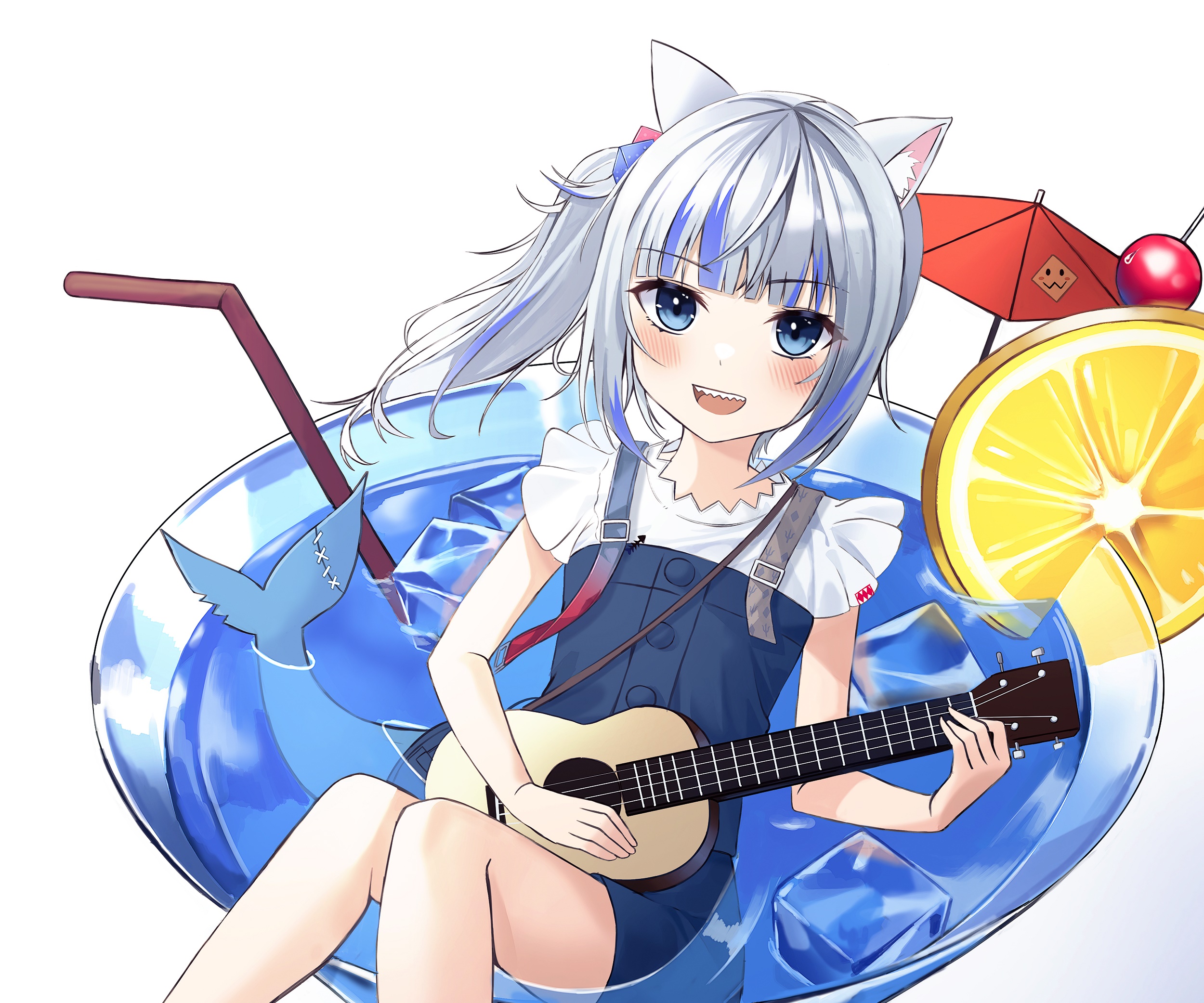 Gawr Gura from Hololive playing a ukulele HD Wallpaper