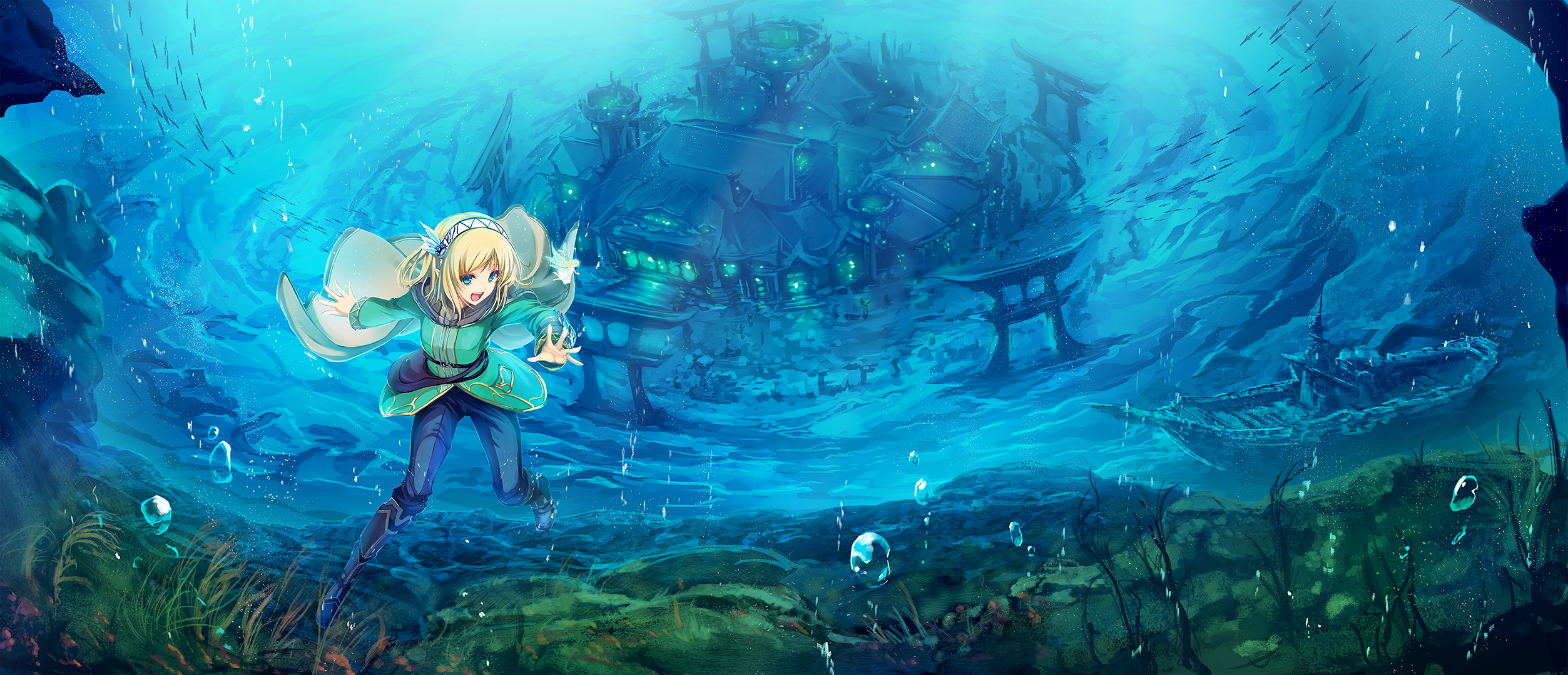 Cayna from In The Land Of Leadale underwater HD Wallpaper