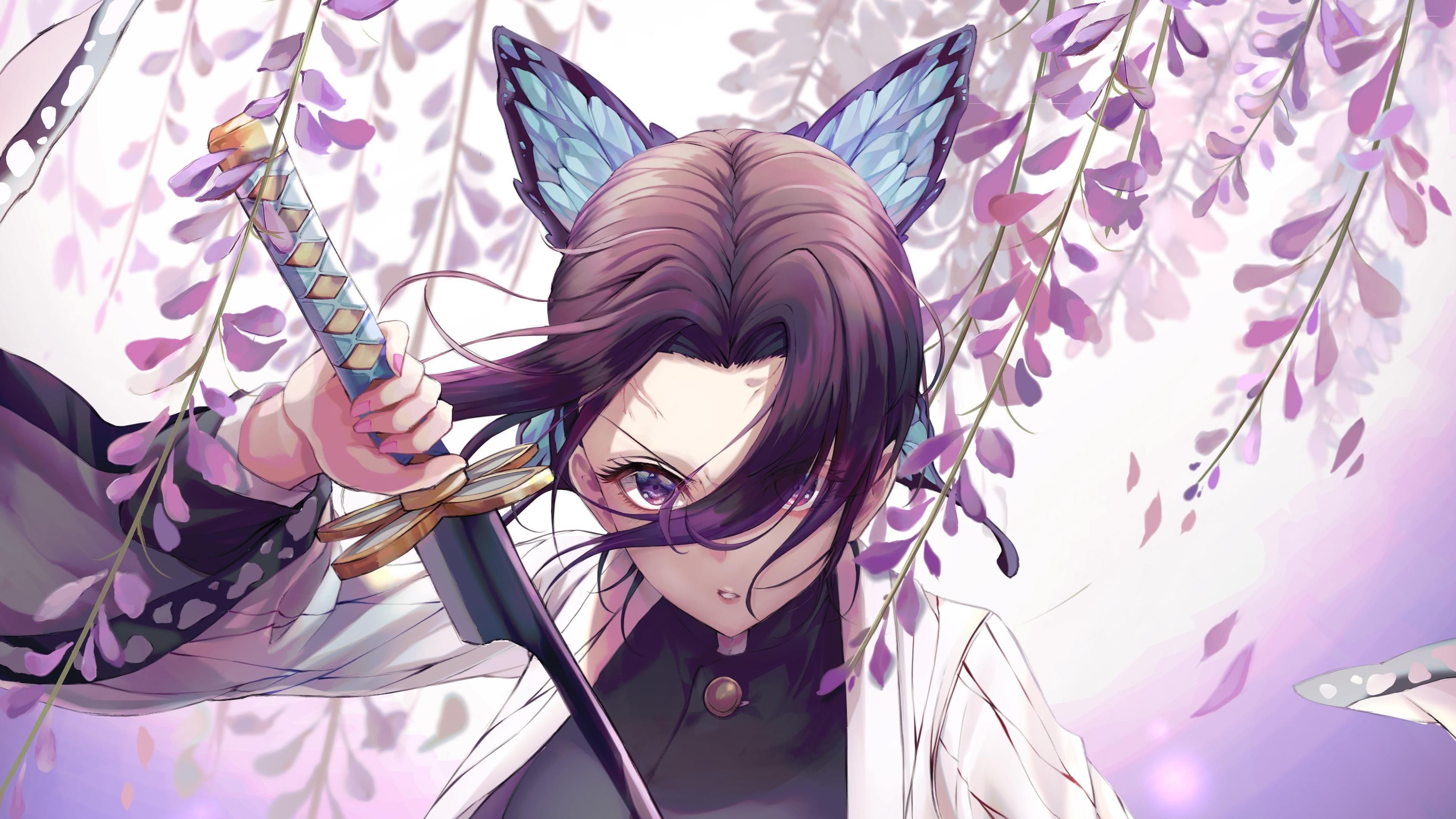 Shinobu Kochou from Demon Slayer: Kimetsu no Yaiba HD Wallpaper