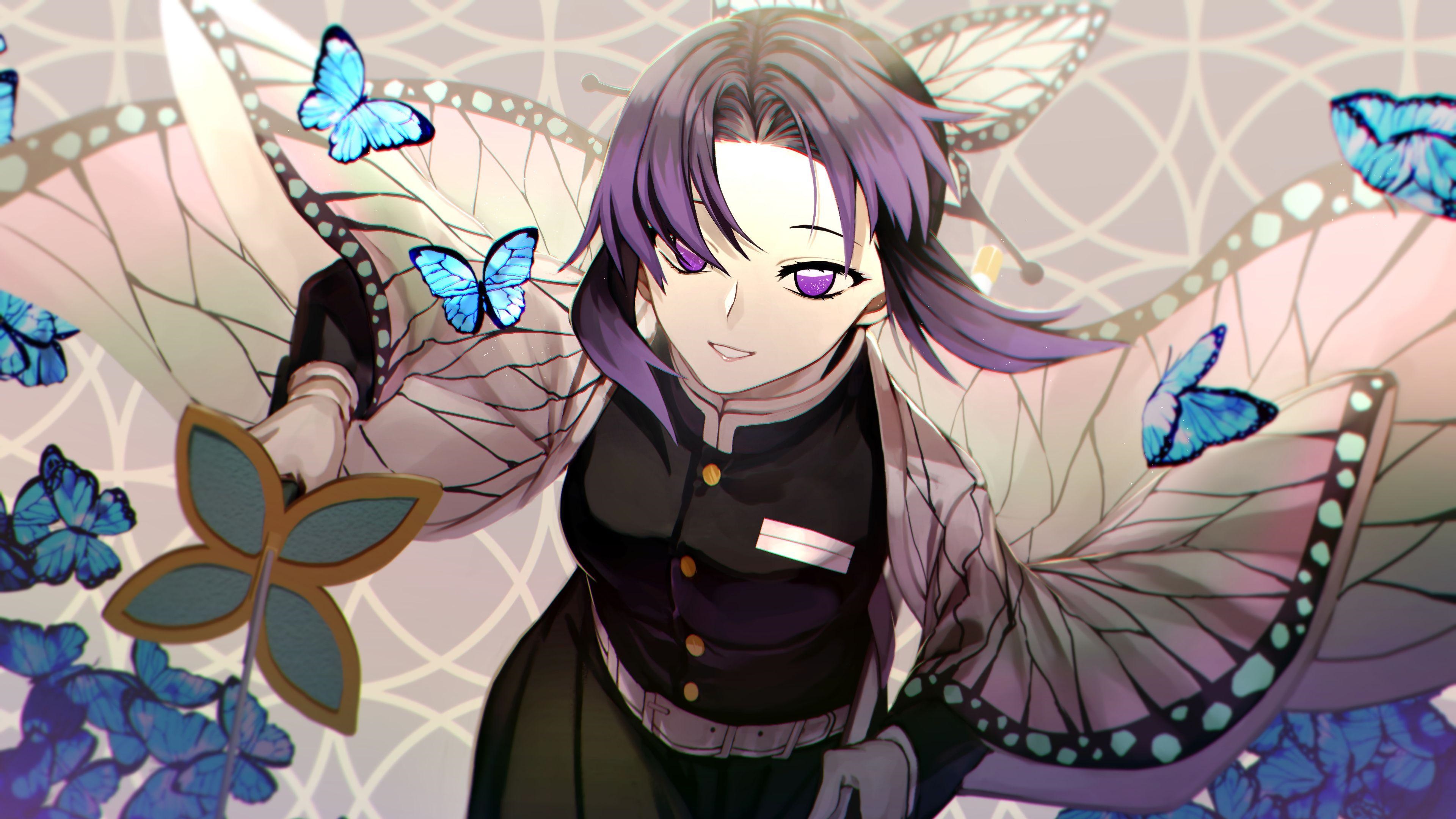 Shinobu Kochou from Demon Slayer: Kimetsu No Yaiba 4K HD Wallpaper
