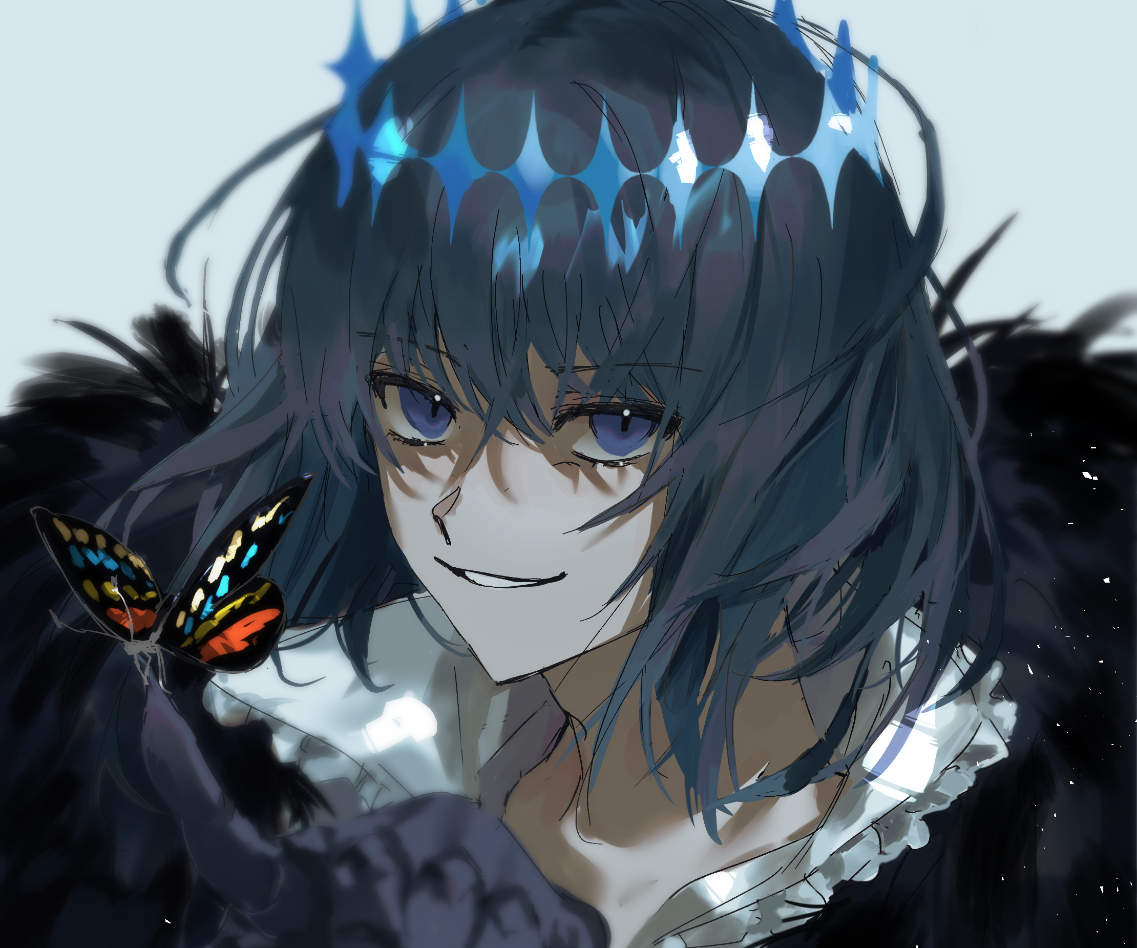 Oberon from Fate/Grand Order with a butterfly HD Wallpaper