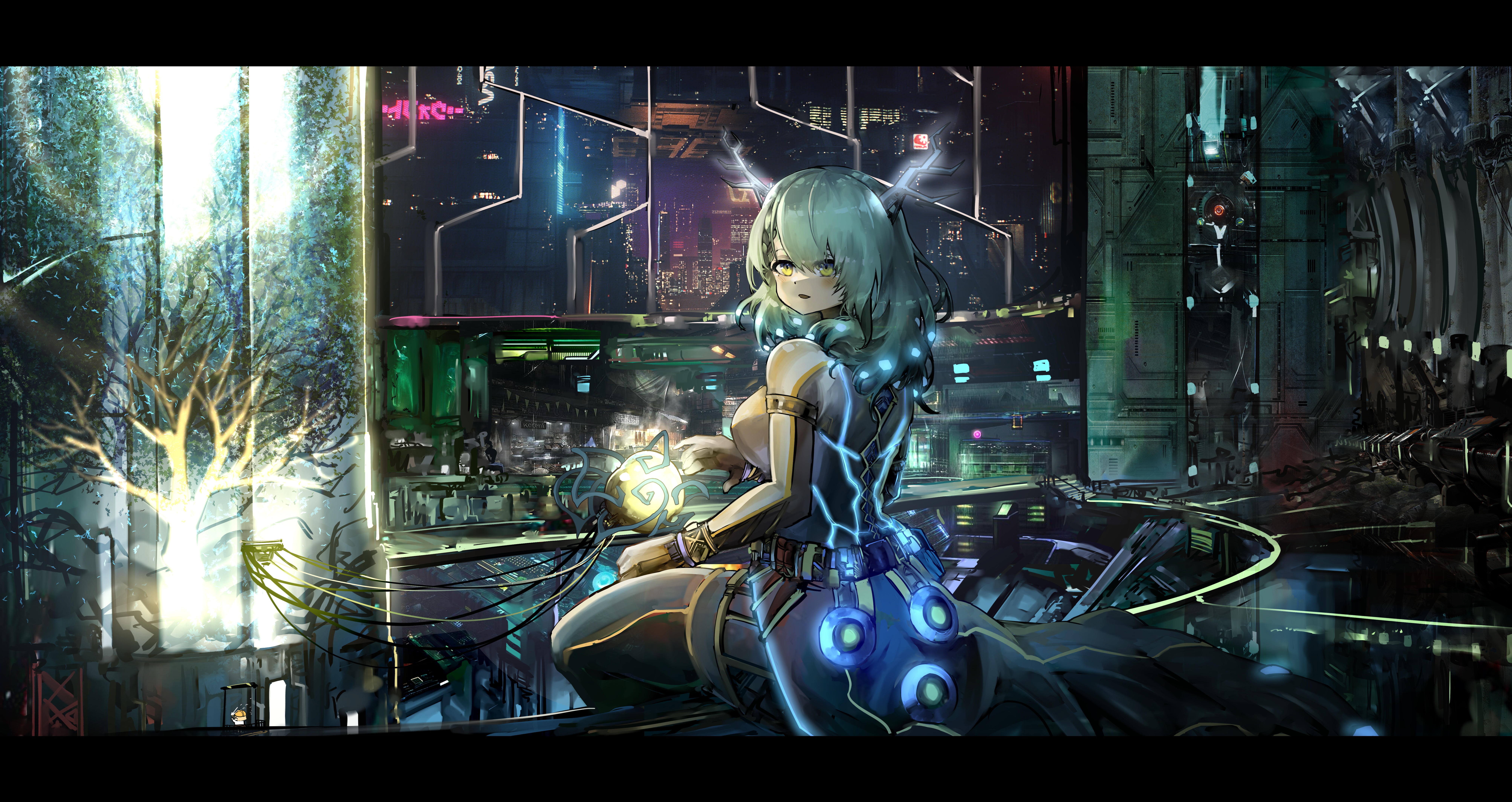 Ceres Fauna from Hololive in Cyberpunk City 4K HD Wallpaper