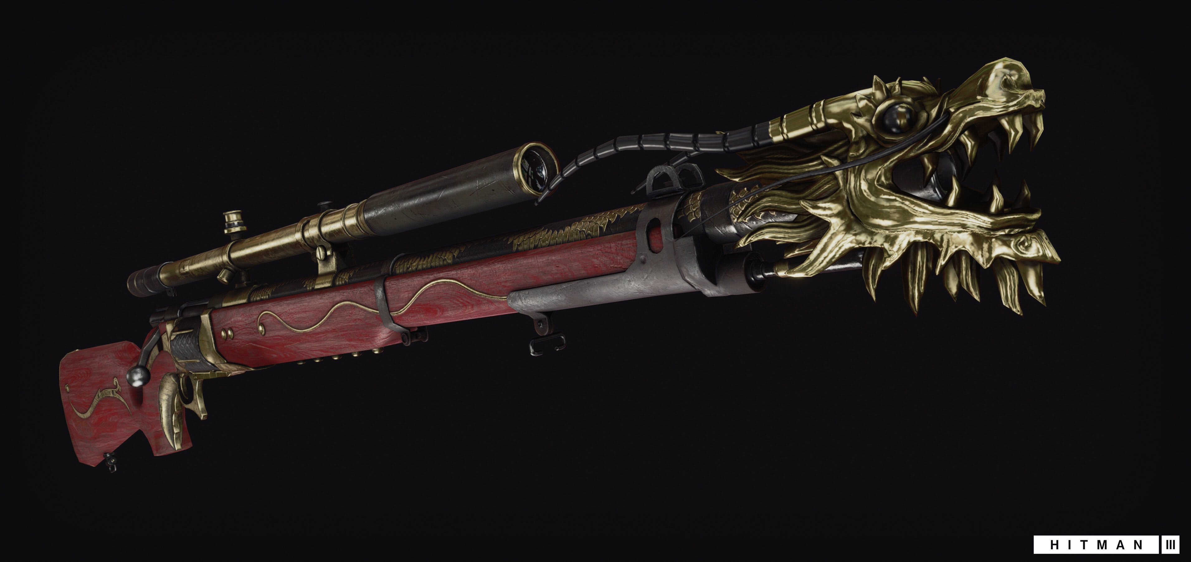 Dragon-themed sniper rifle from Hitman 3 HD Wallpaper