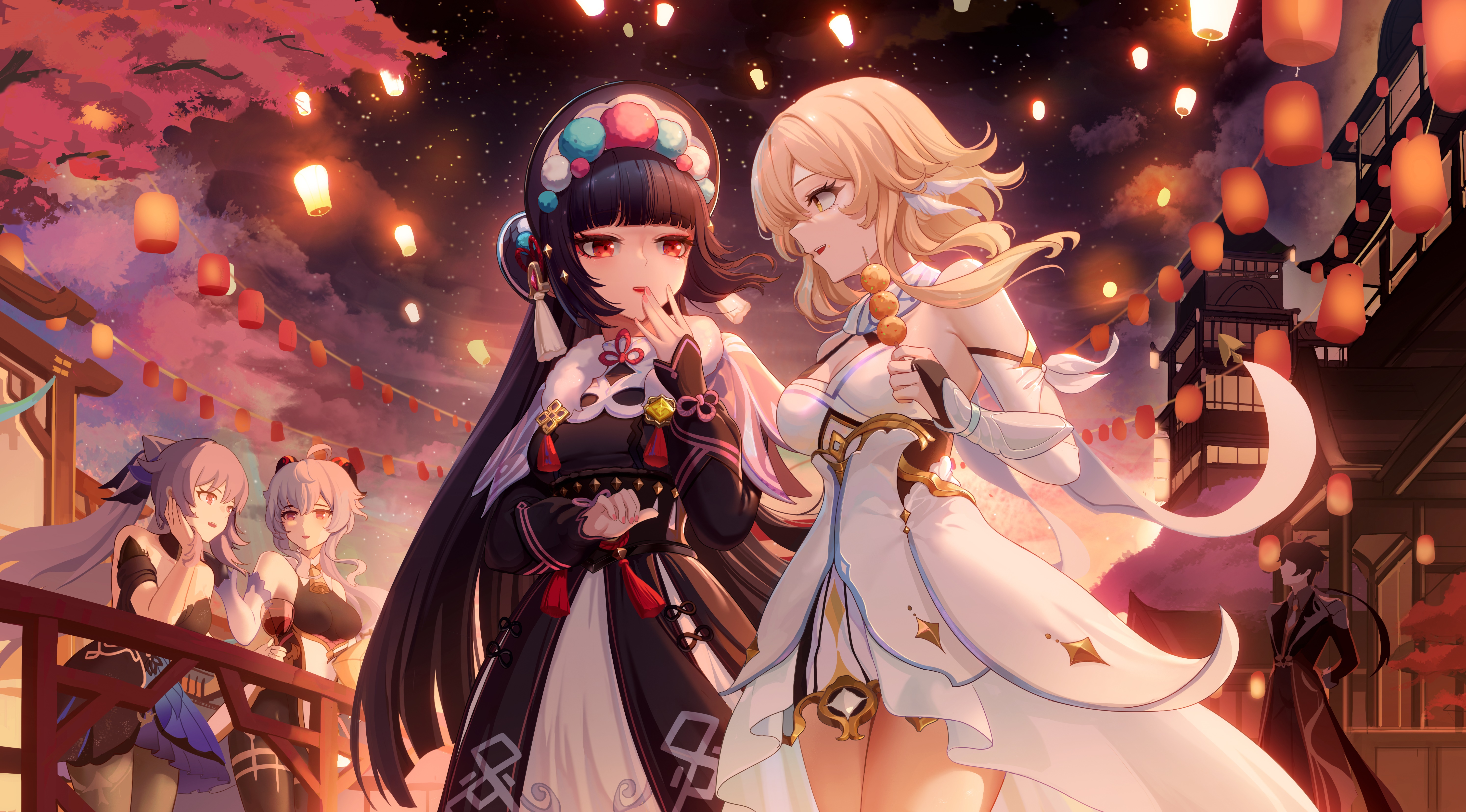 Lumine, Yun Jin, Ganyu, Keqing, and Zhongli from Genshin Impact 4K HD Wallpaper