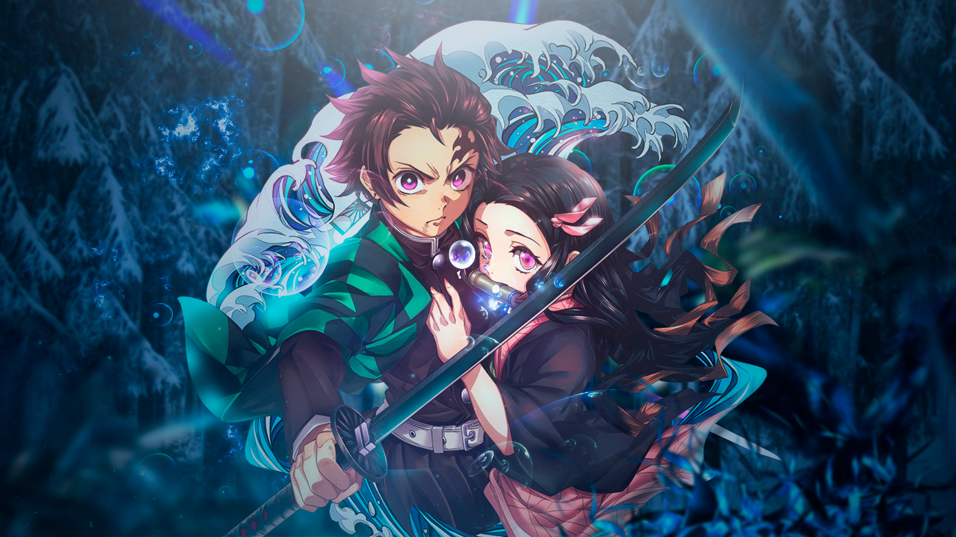 Tanjiro and Nezuko from Demon Slayer: Kimetsu No Yaiba HD Wallpaper
