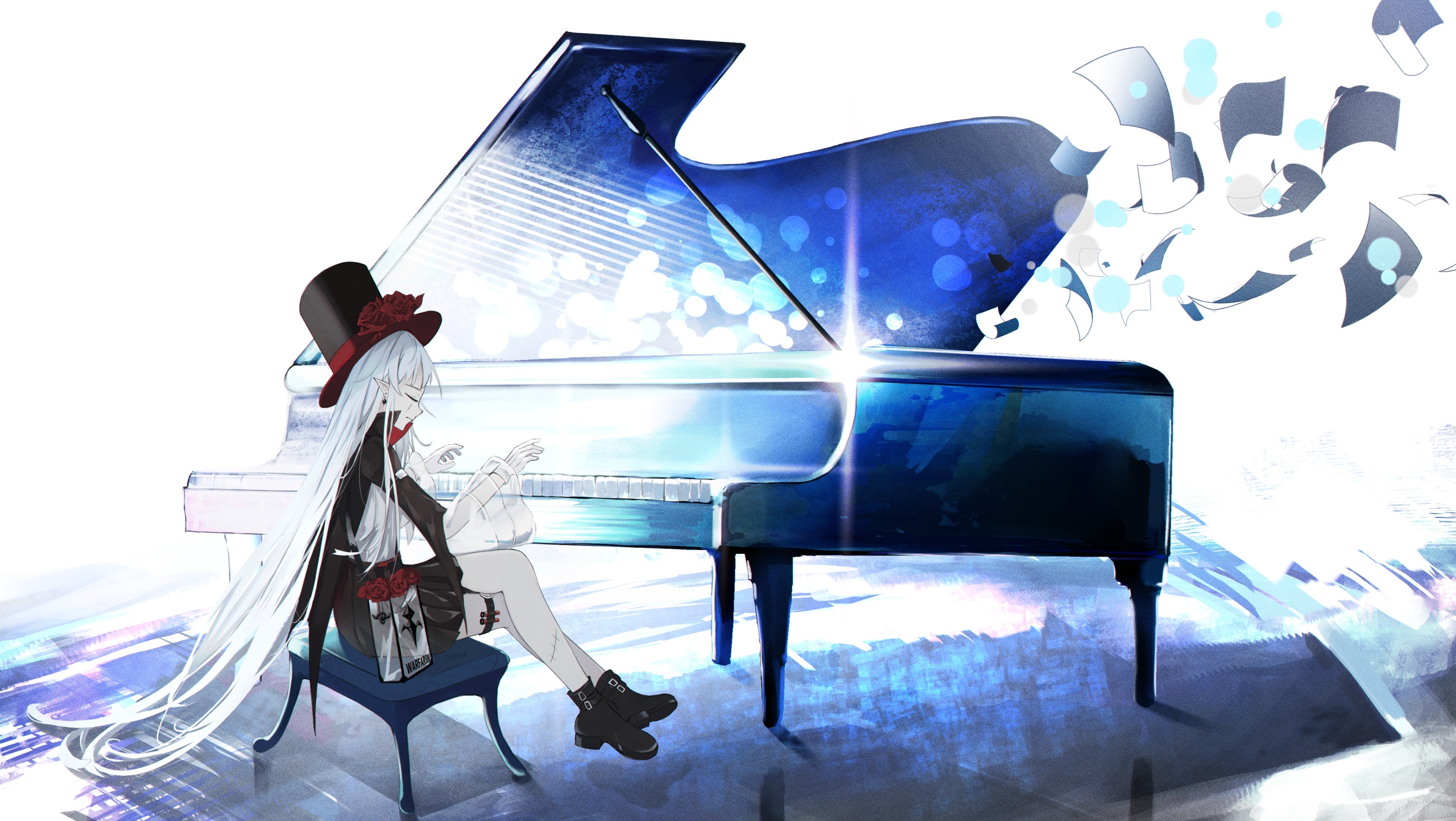 Warfarin from Arknights playing piano HD Wallpaper