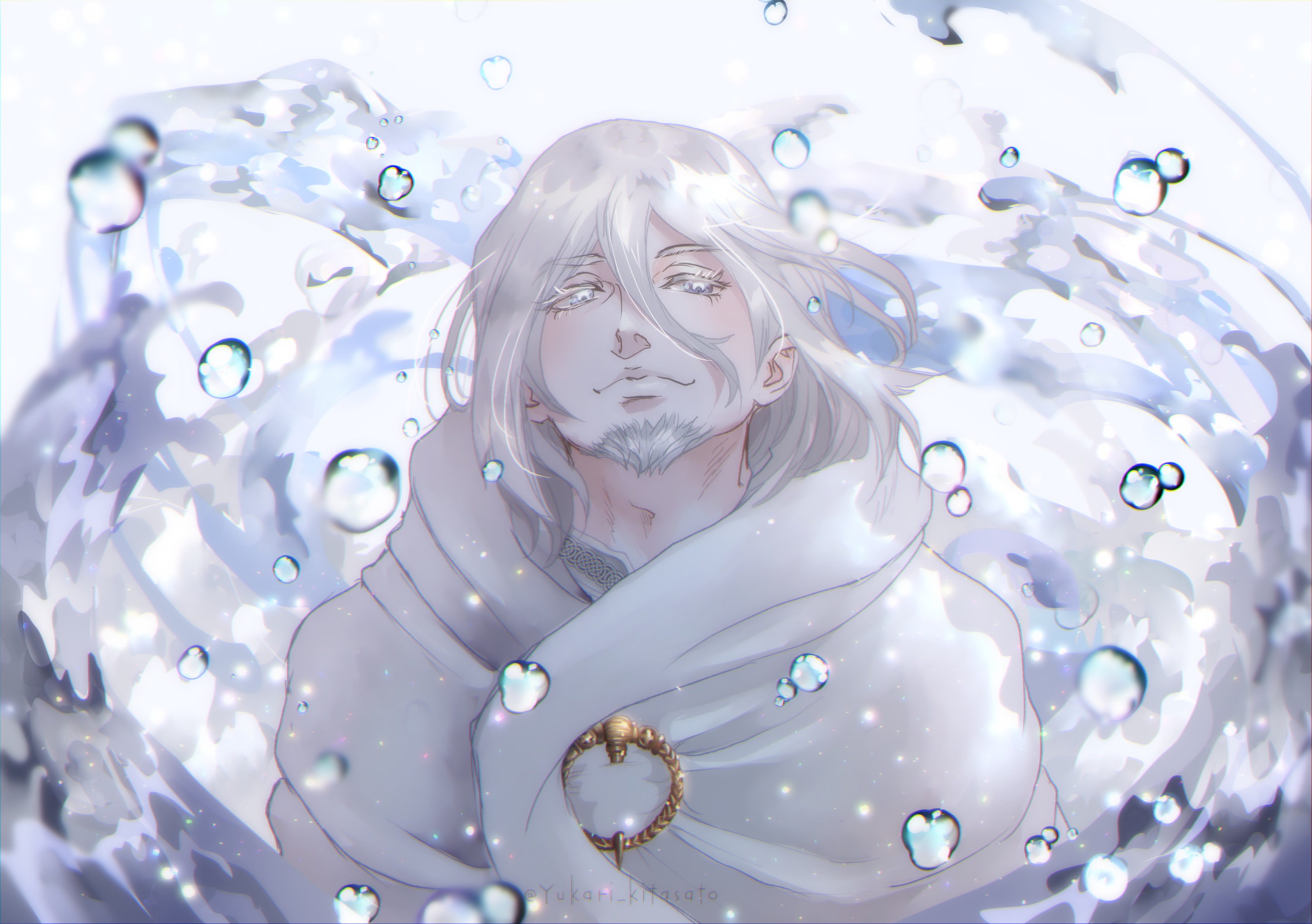 Eskil from Vinland Saga surrounded by water bubbles HD Wallpaper