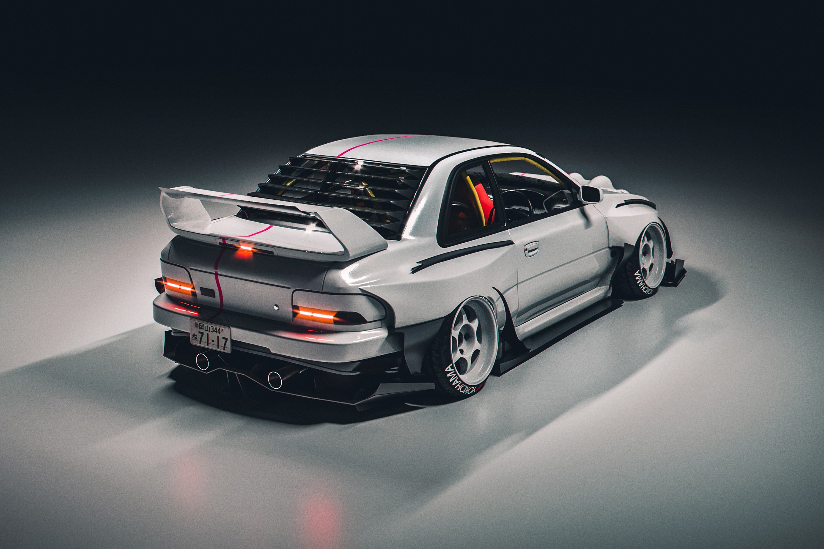 White Subaru Impreza WRX STI with custom body kit HD Wallpaper