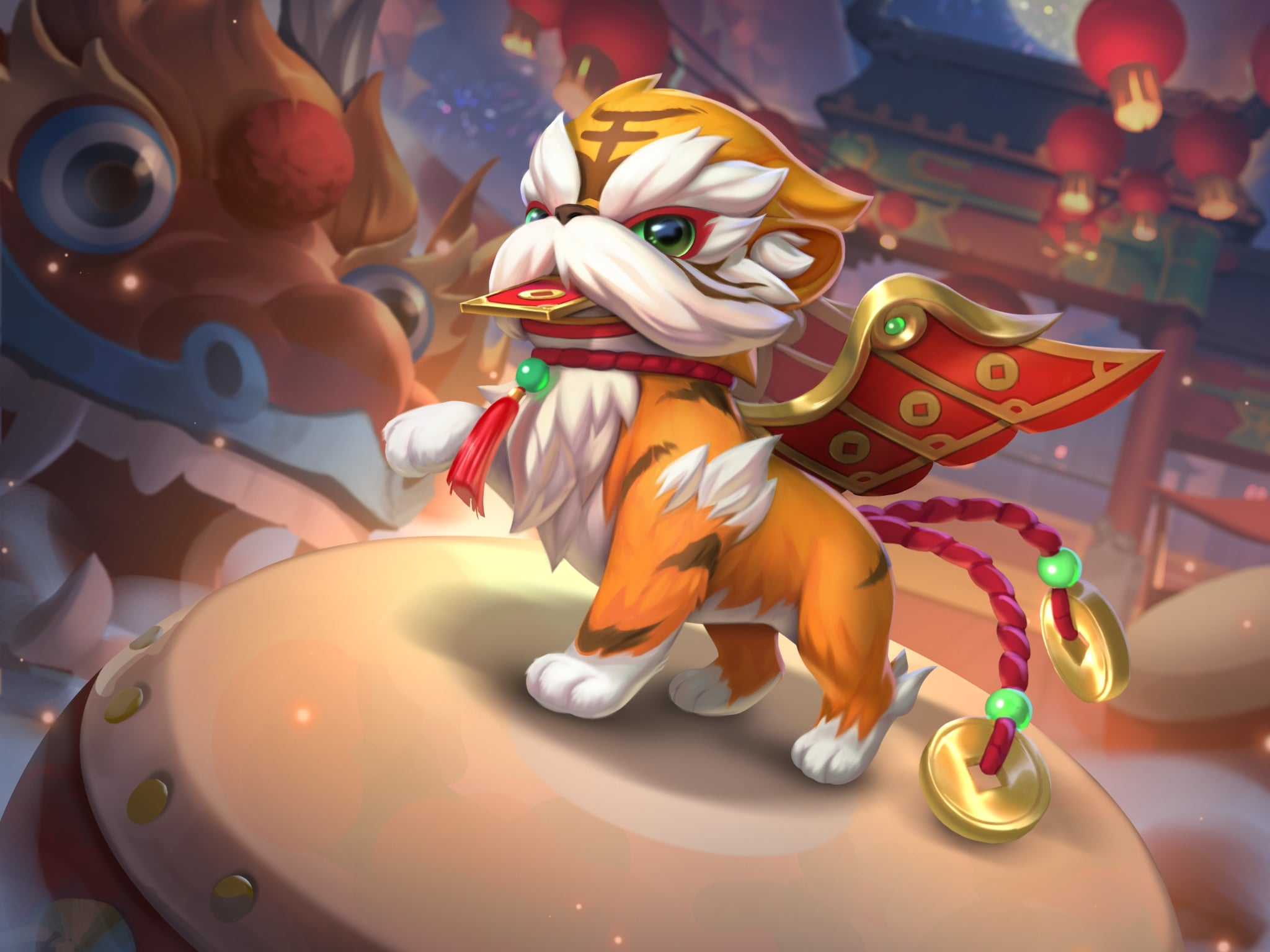 Year of the Tiger character on a drum HD Wallpaper