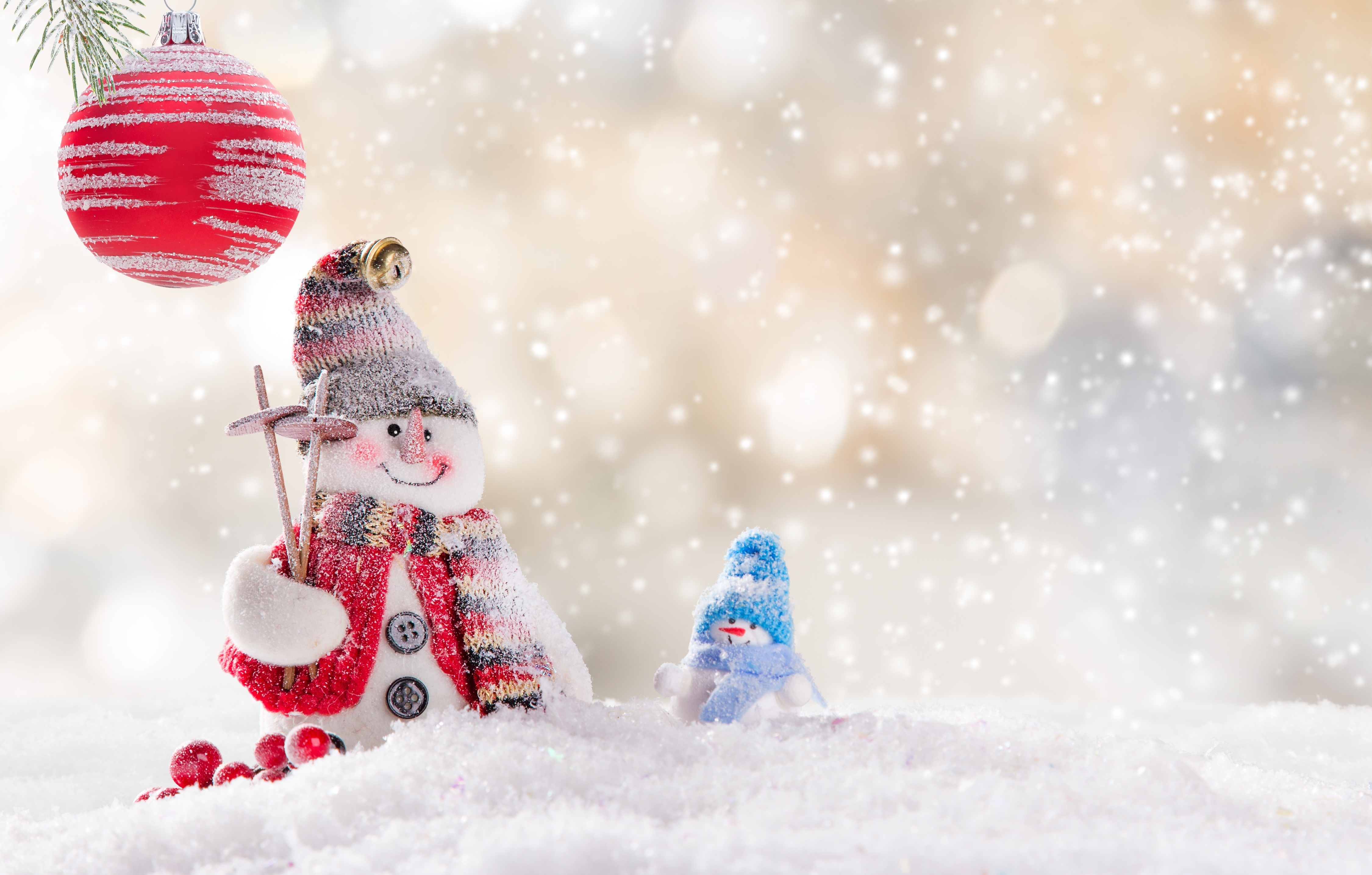 Artistic Snowman 4K Winter Scene HD Wallpaper