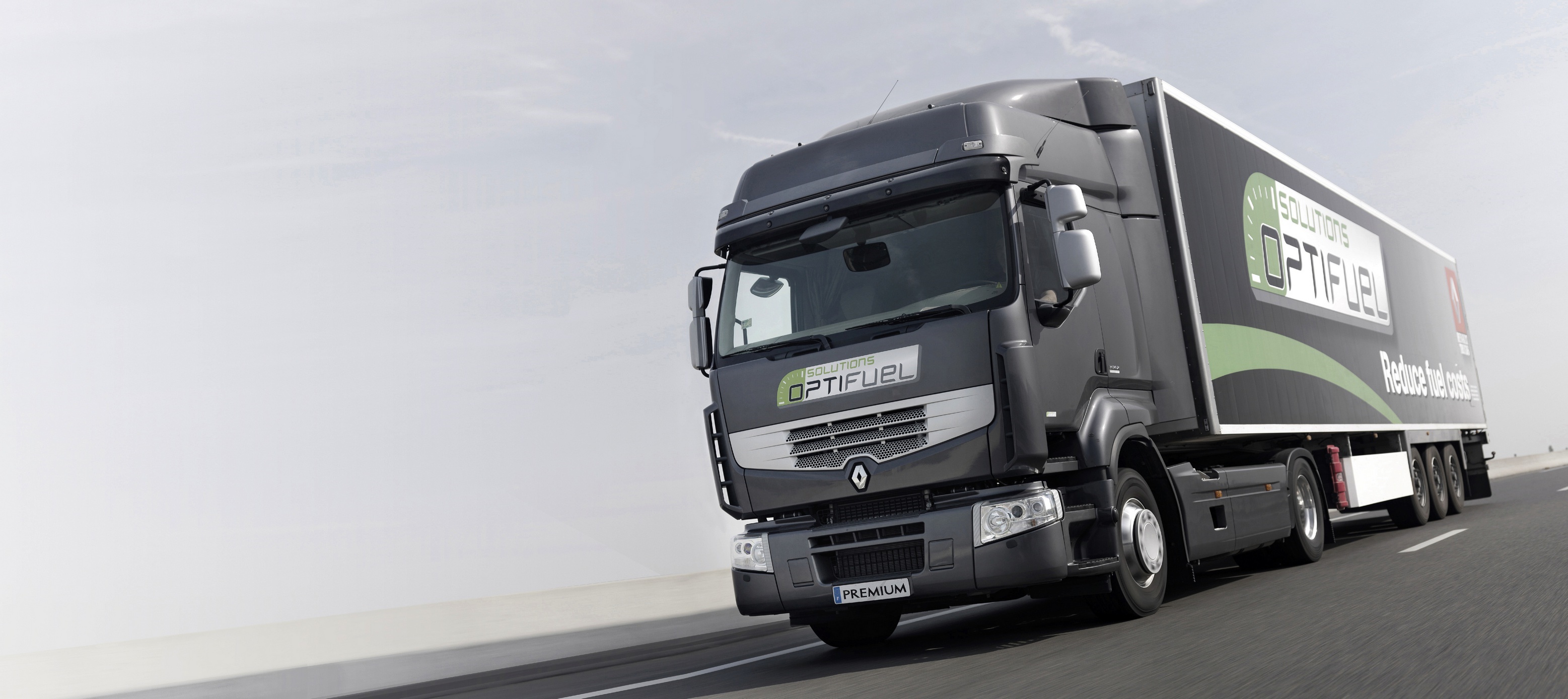 Renault Trucks Optifuel Truck on Road HD Wallpaper