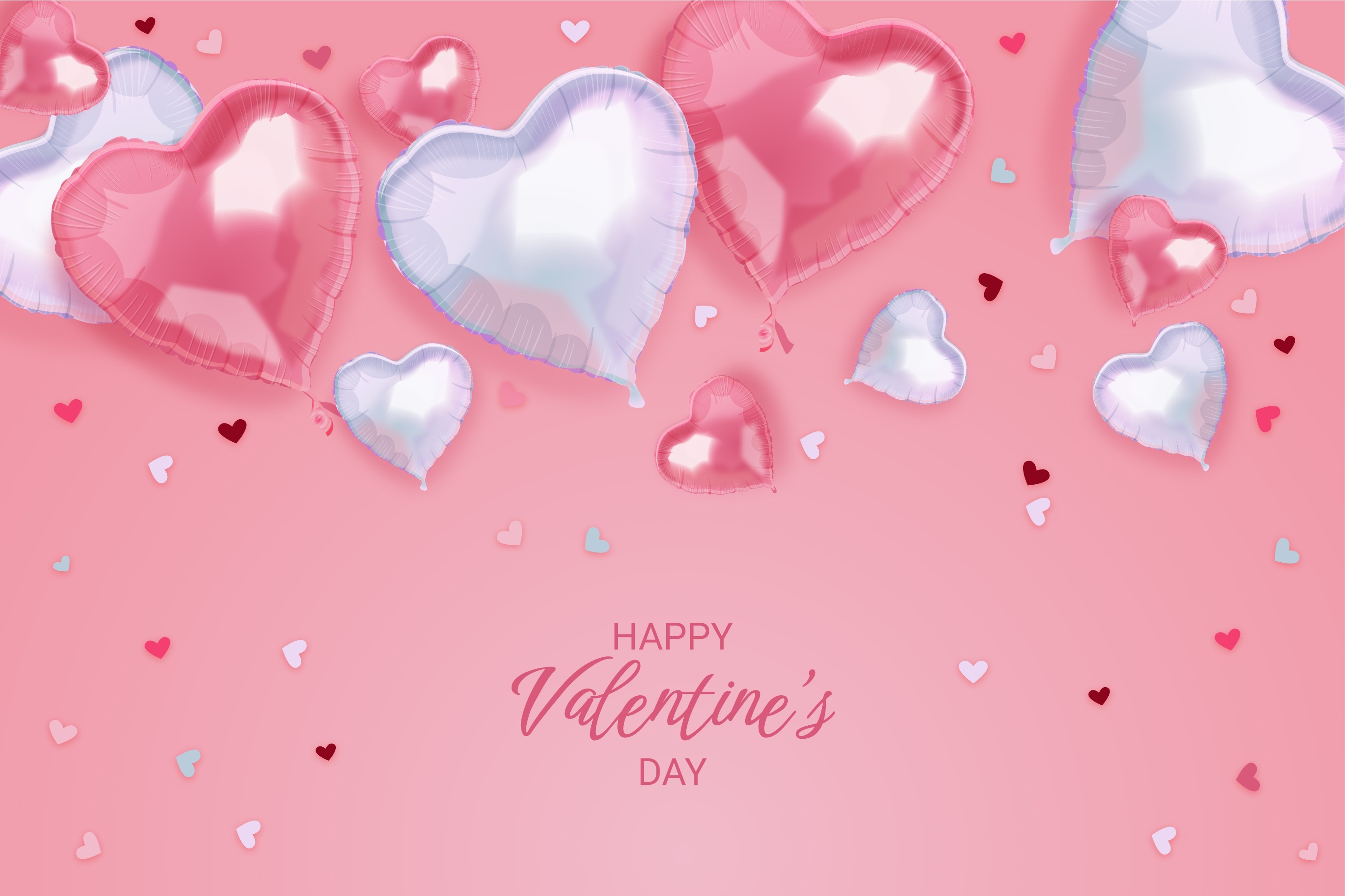 Happy Valentine's Day Heart Balloons HD Wallpaper