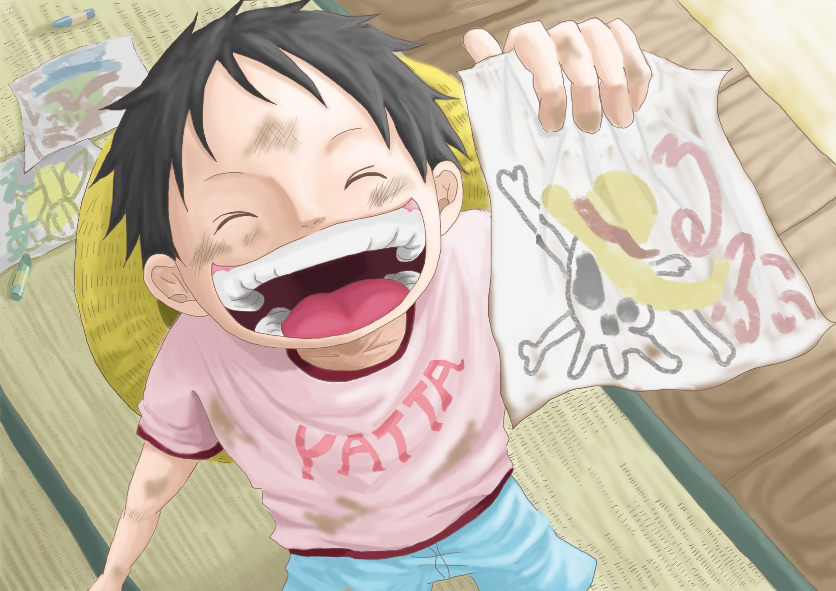 Monkey D. Luffy from One Piece holding a drawing HD Wallpaper