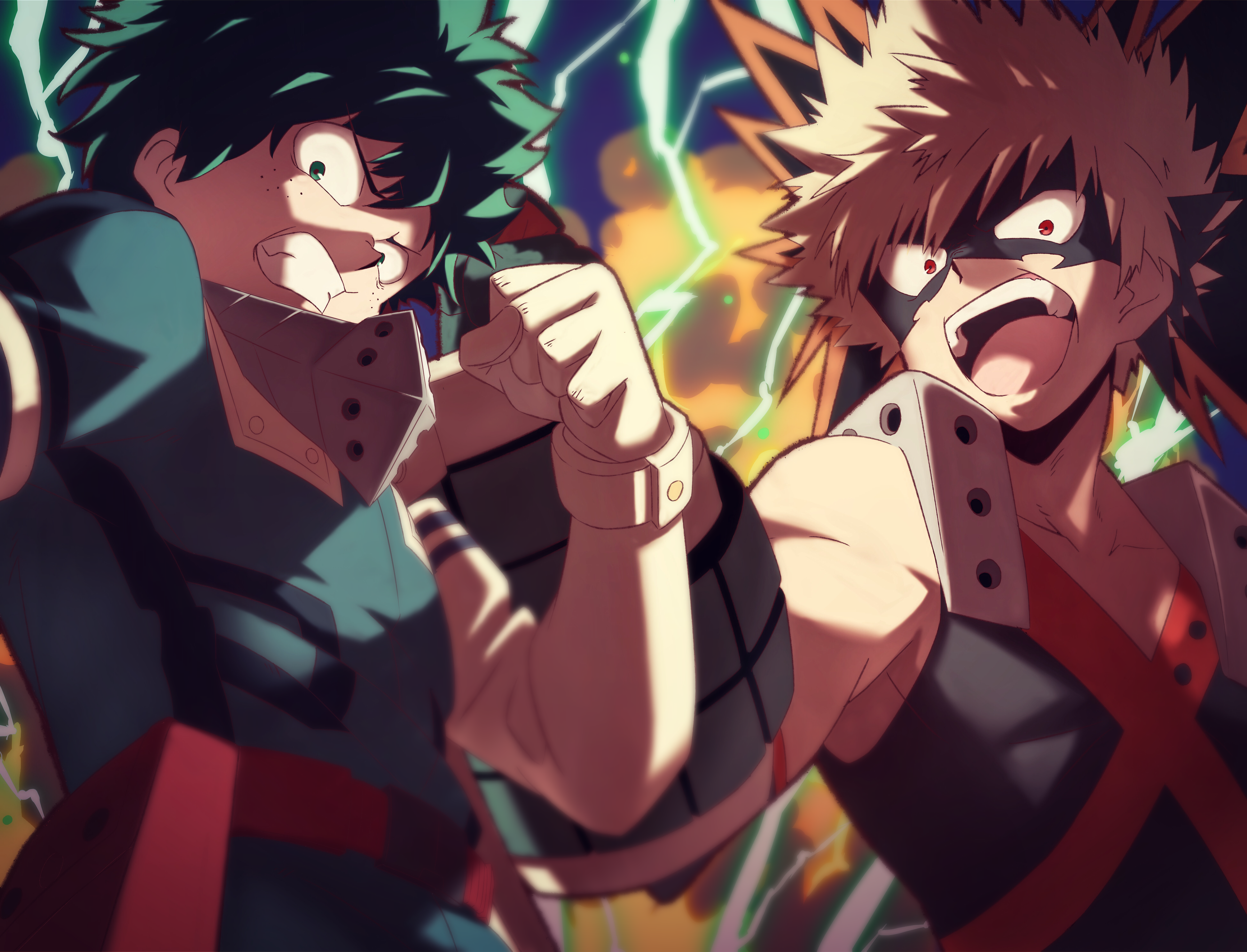 Izuku Midoriya and Katsuki Bakugou from My Hero Academia 4K HD Wallpaper