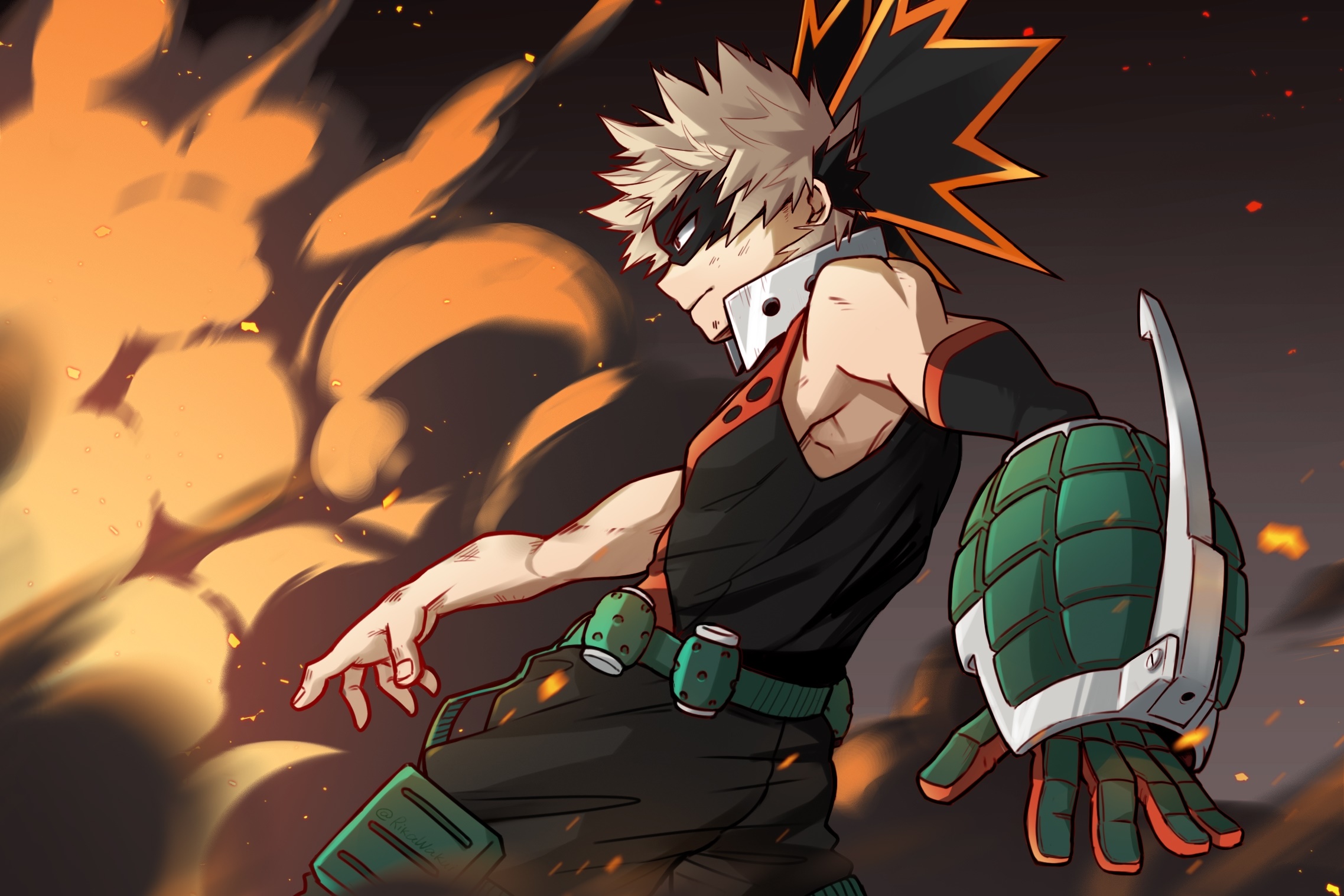 Katsuki Bakugou from My Hero Academia with explosions HD Wallpaper
