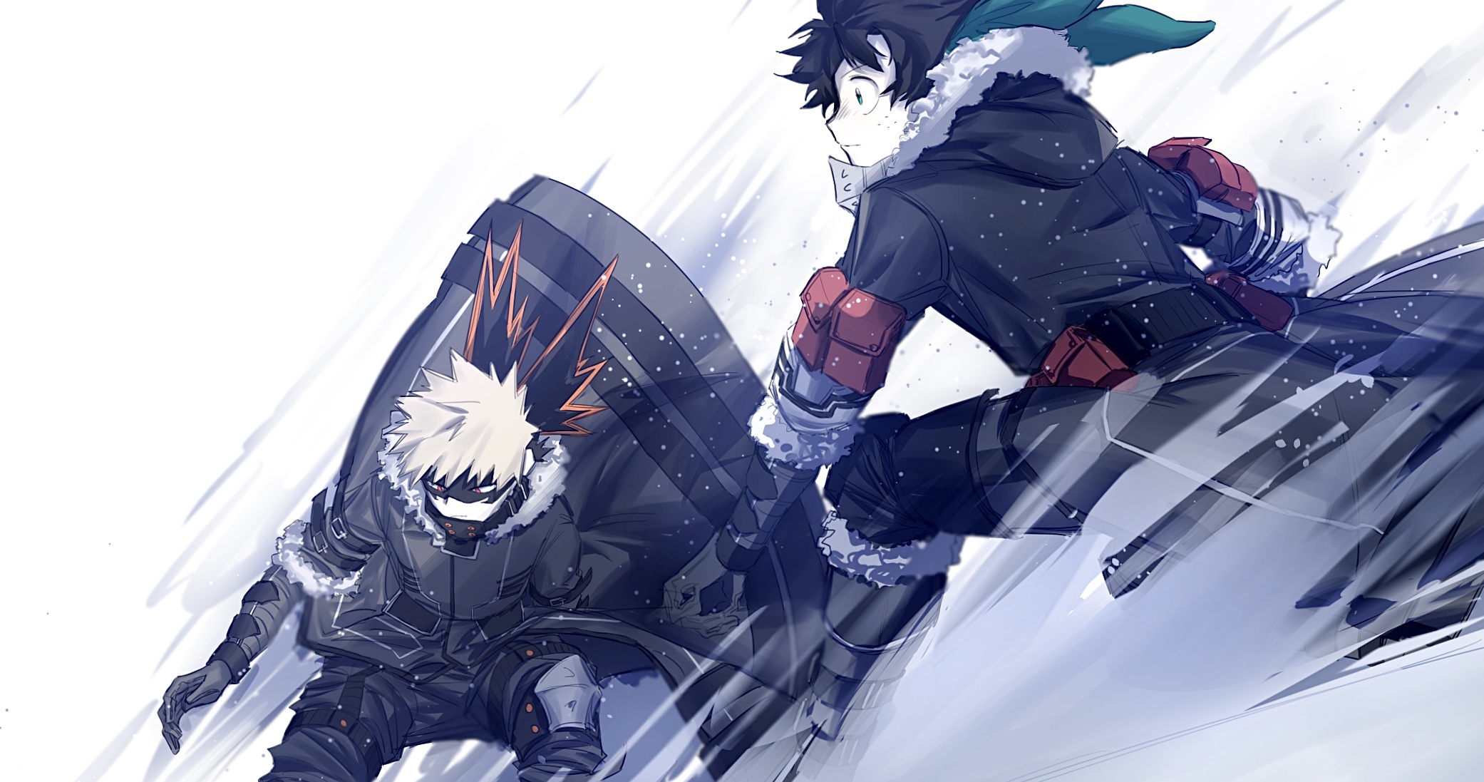 Izuku Midoriya and Katsuki Bakugou from My Hero Academia HD Wallpaper