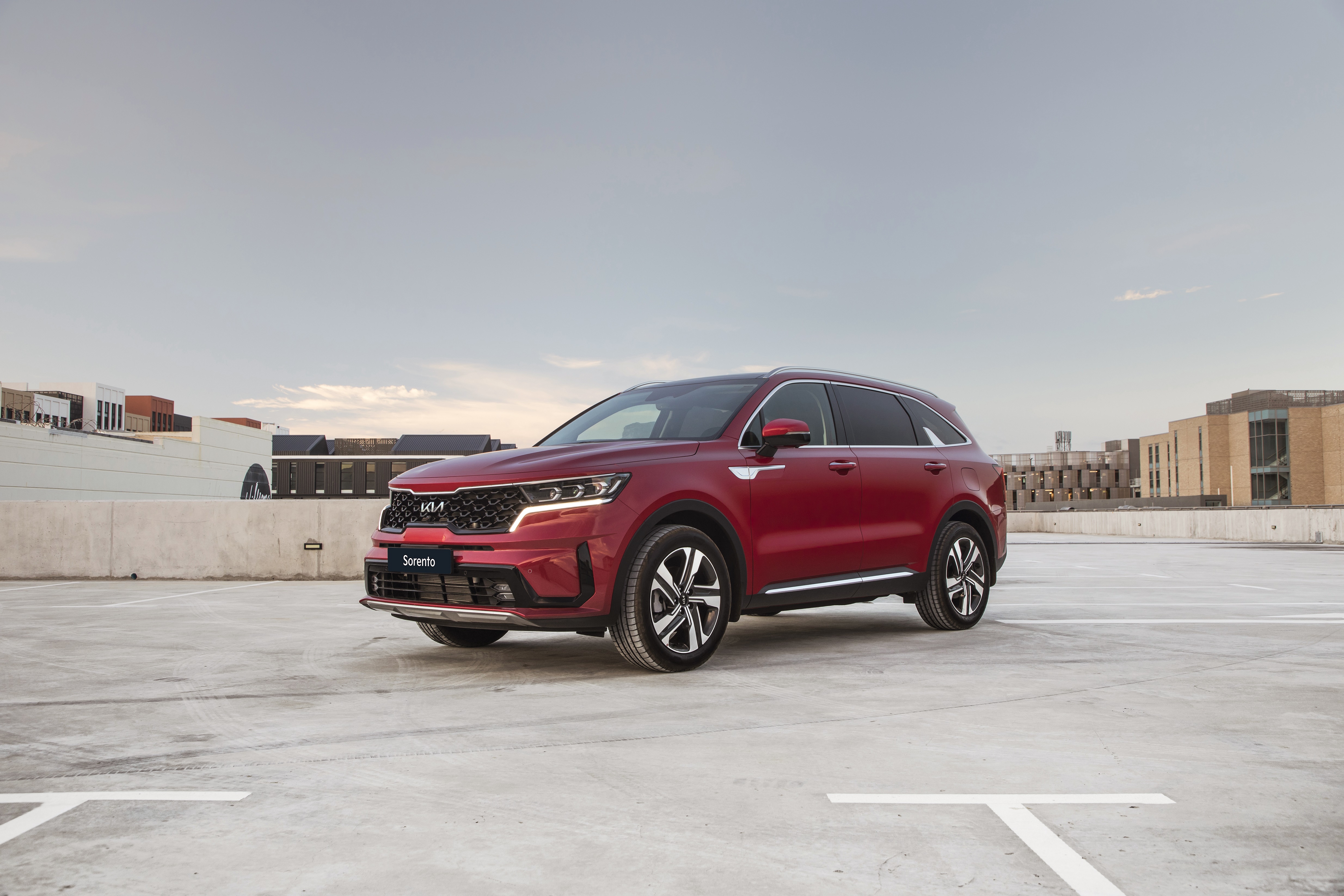 Red Kia Sorento CRDi AWD SUV HD Wallpaper
