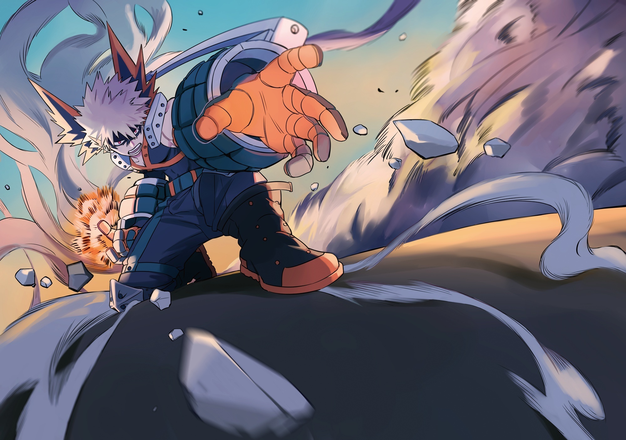 Katsuki Bakugou from My Hero Academia in action HD Wallpaper