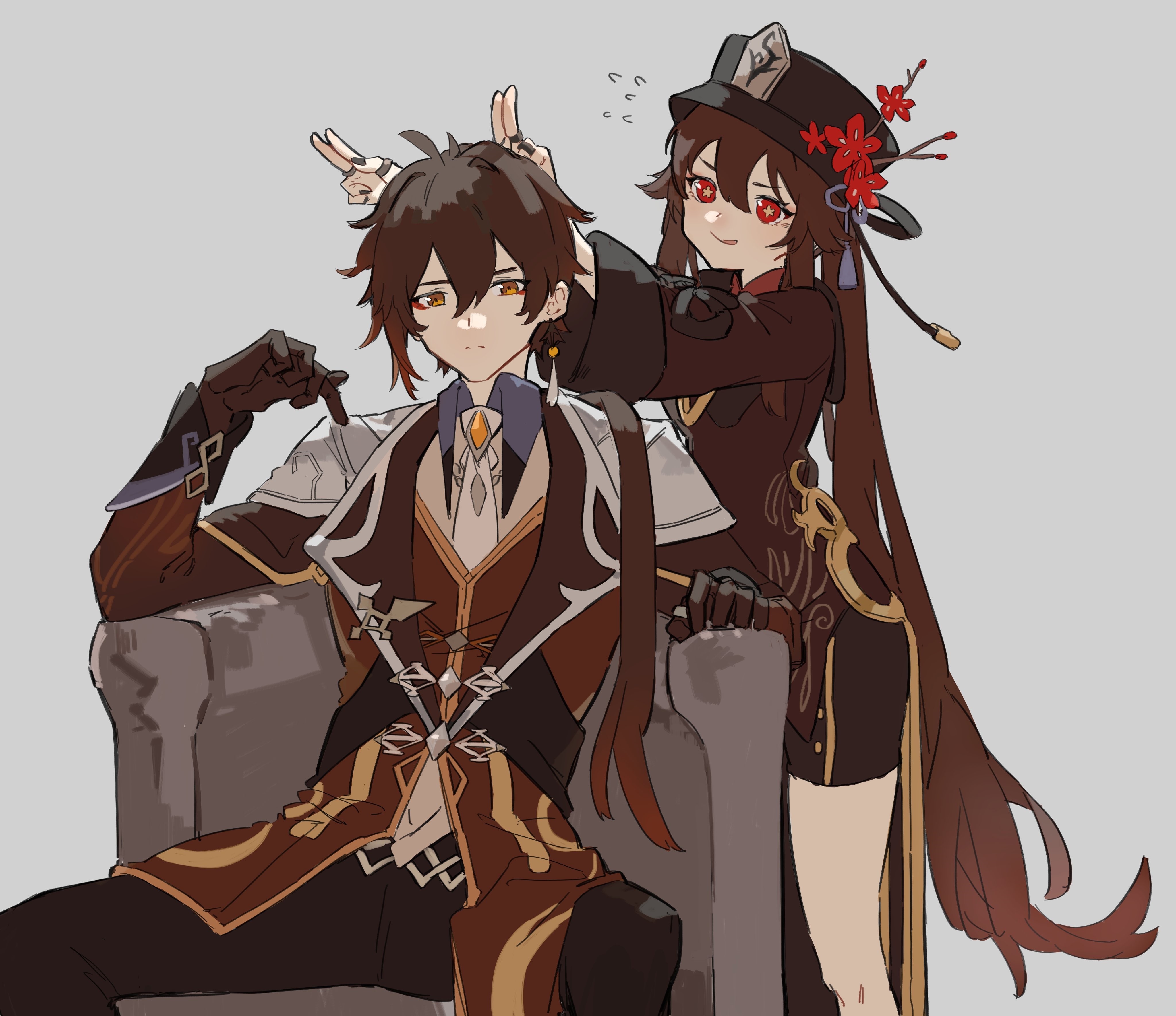 Hu Tao and Zhongli from Genshin Impact HD Wallpaper