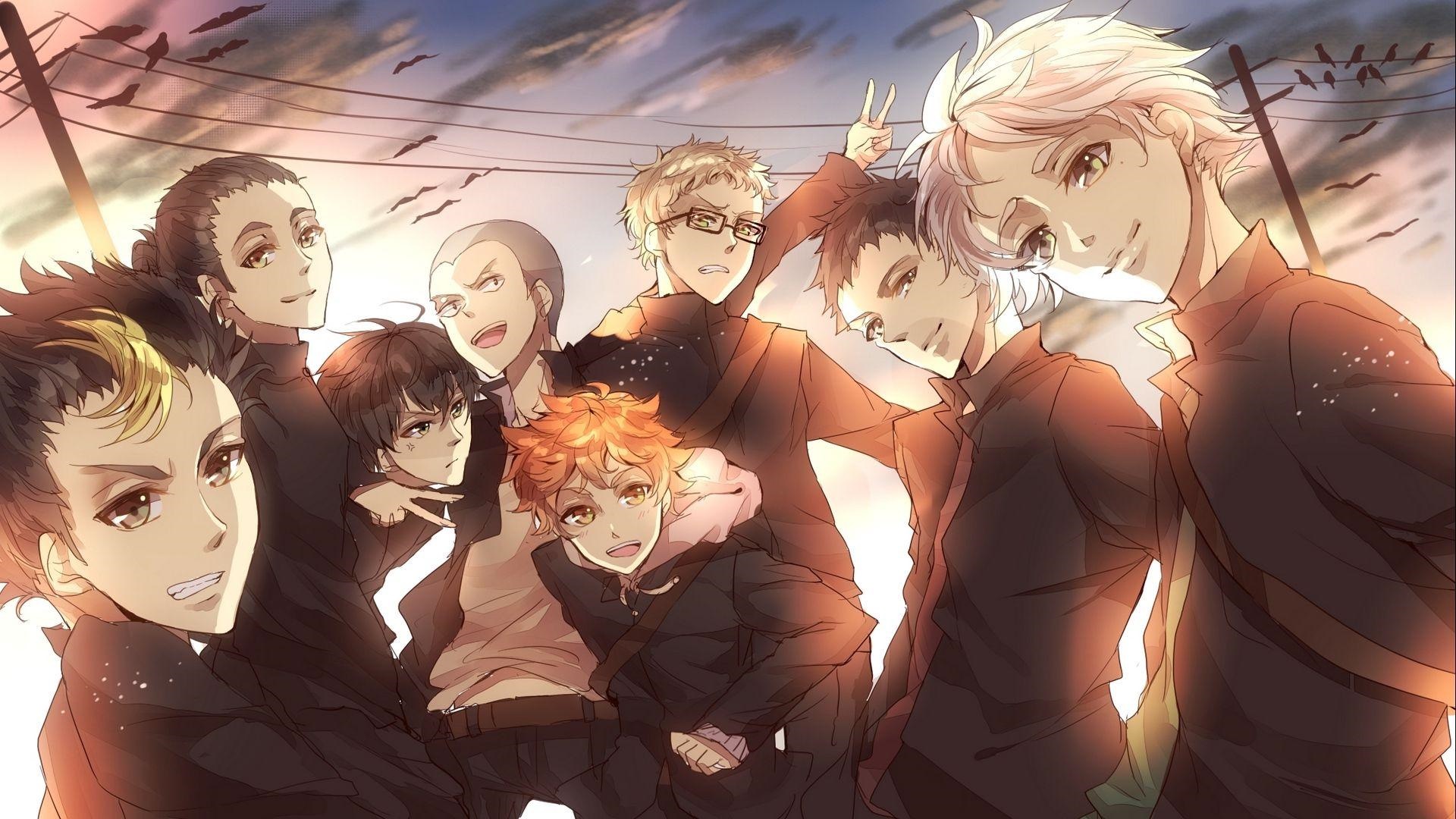 Haikyu!! characters posing for a photo HD Wallpaper