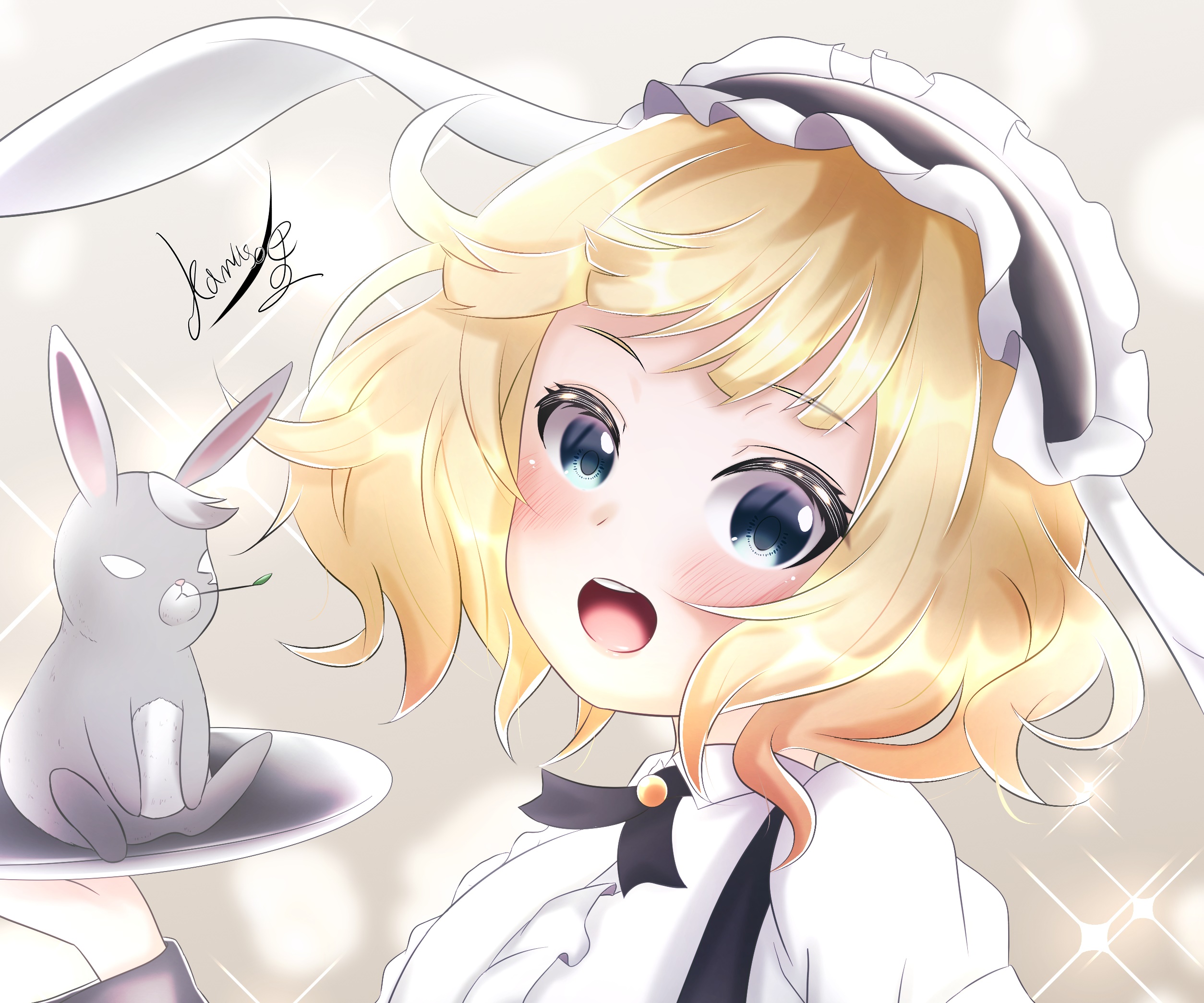 Chiya from Is The Order A Rabbit? with a rabbit HD Wallpaper