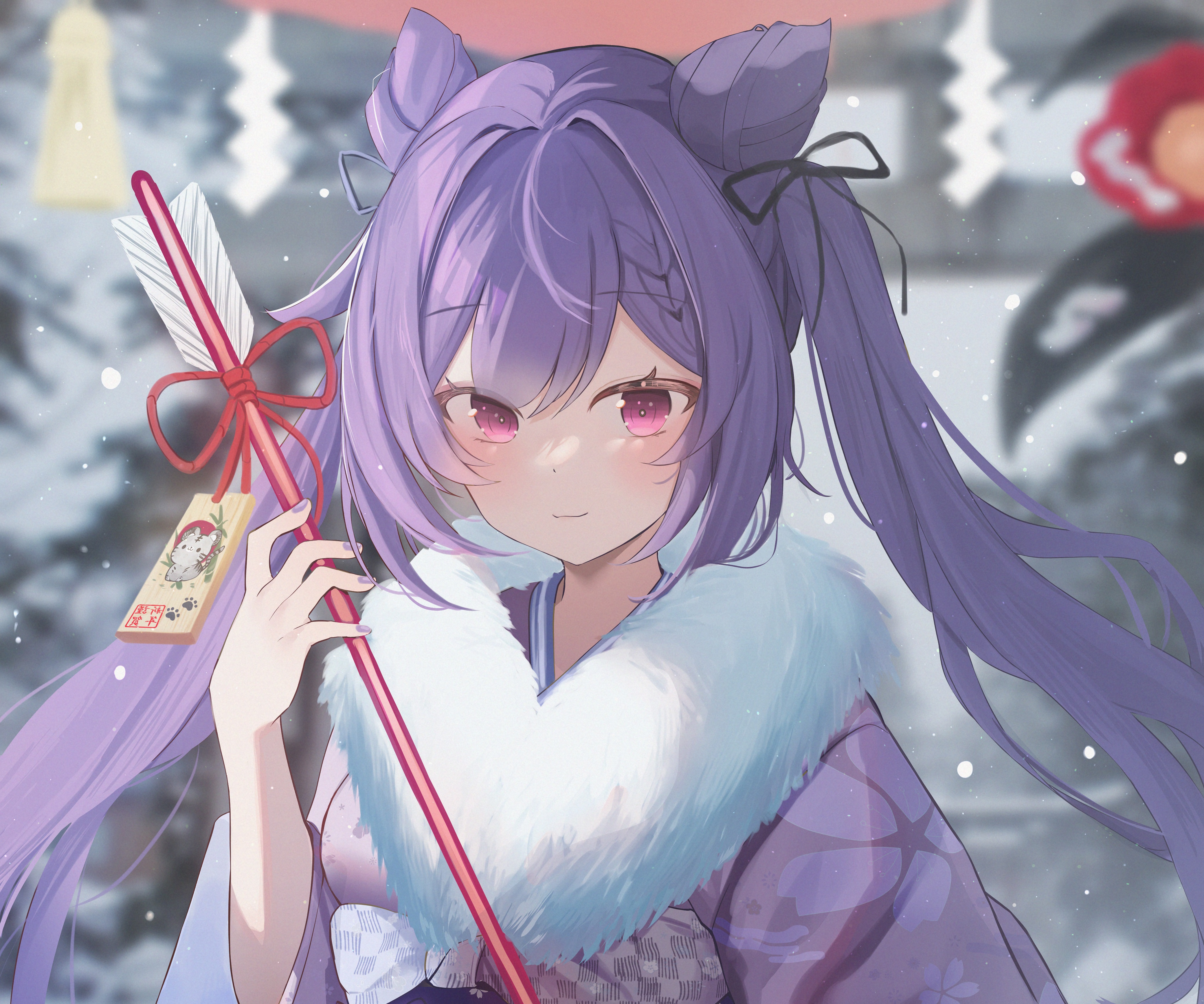 Keqing from Genshin Impact holding an arrow HD Wallpaper