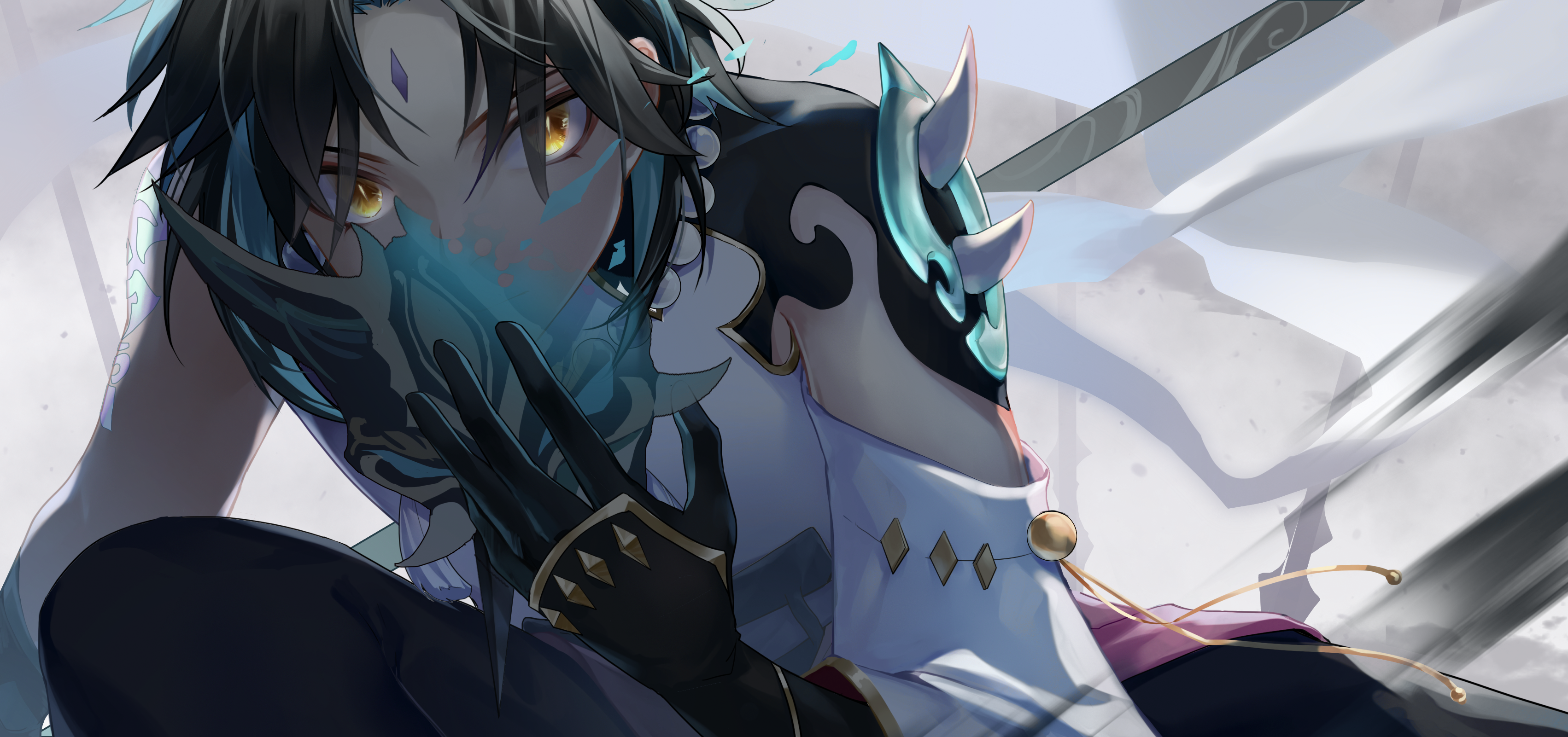 Xiao from Genshin Impact with mask HD Wallpaper