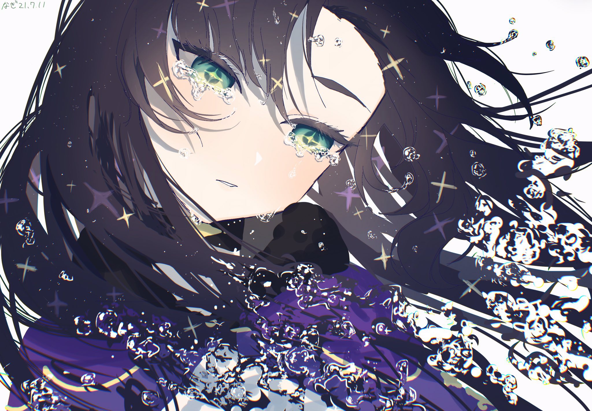 Mona from Genshin Impact with water and stars HD Wallpaper