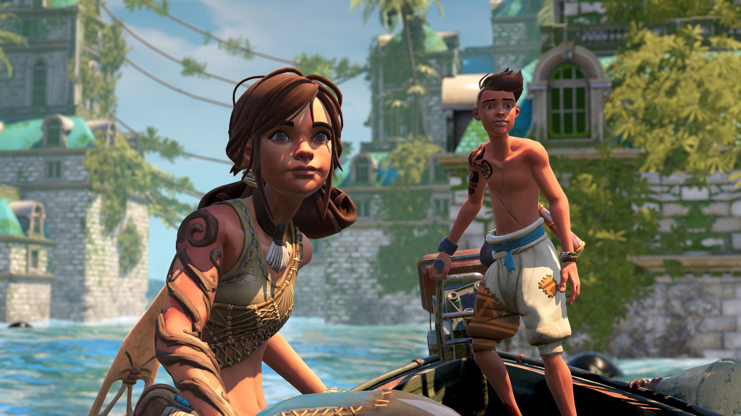 Two young people in a boat in Submerged: Hidden Depths HD Wallpaper