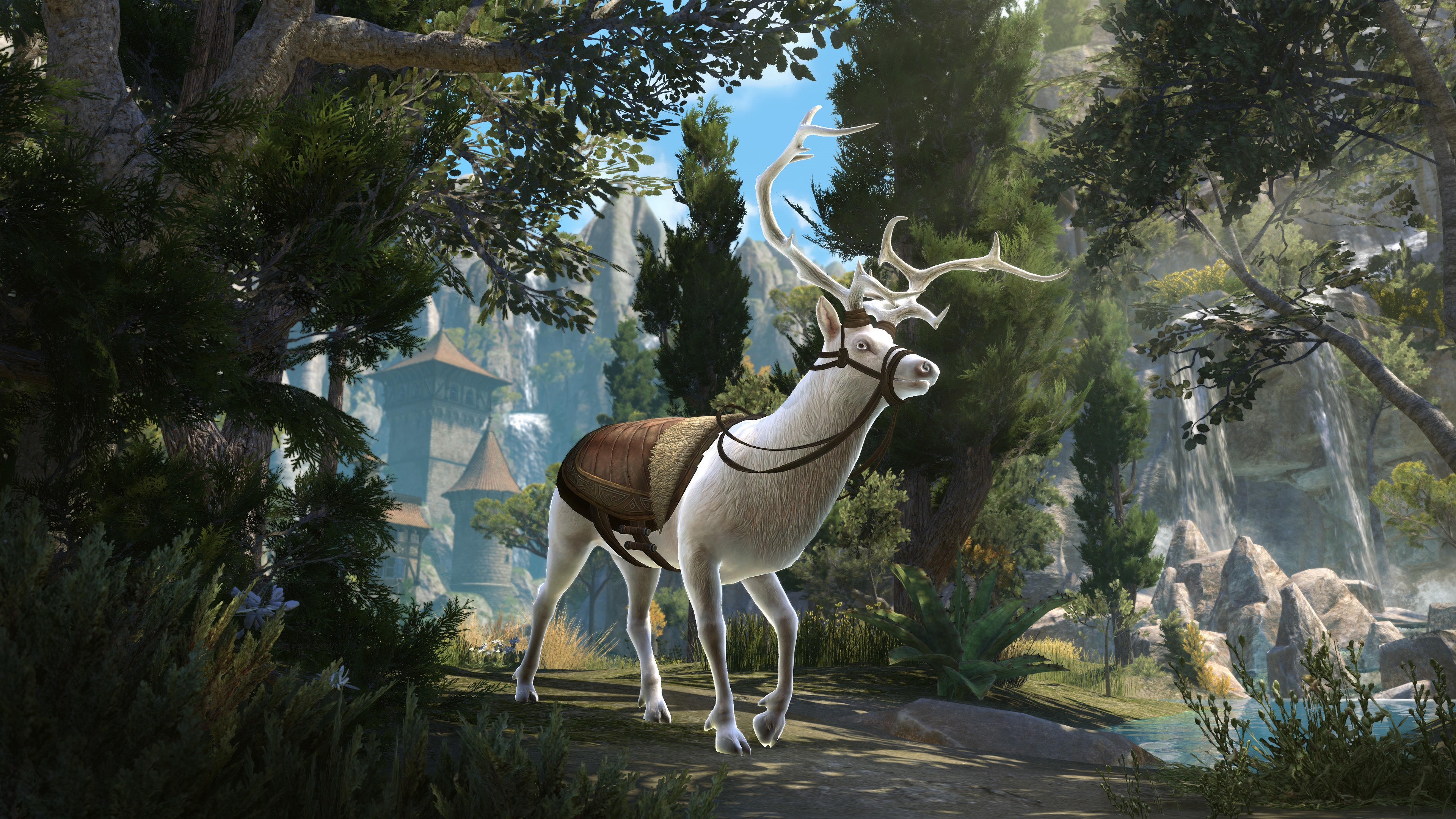 White deer with saddle in The Elder Scrolls Online: High Isle 4K HD Wallpaper