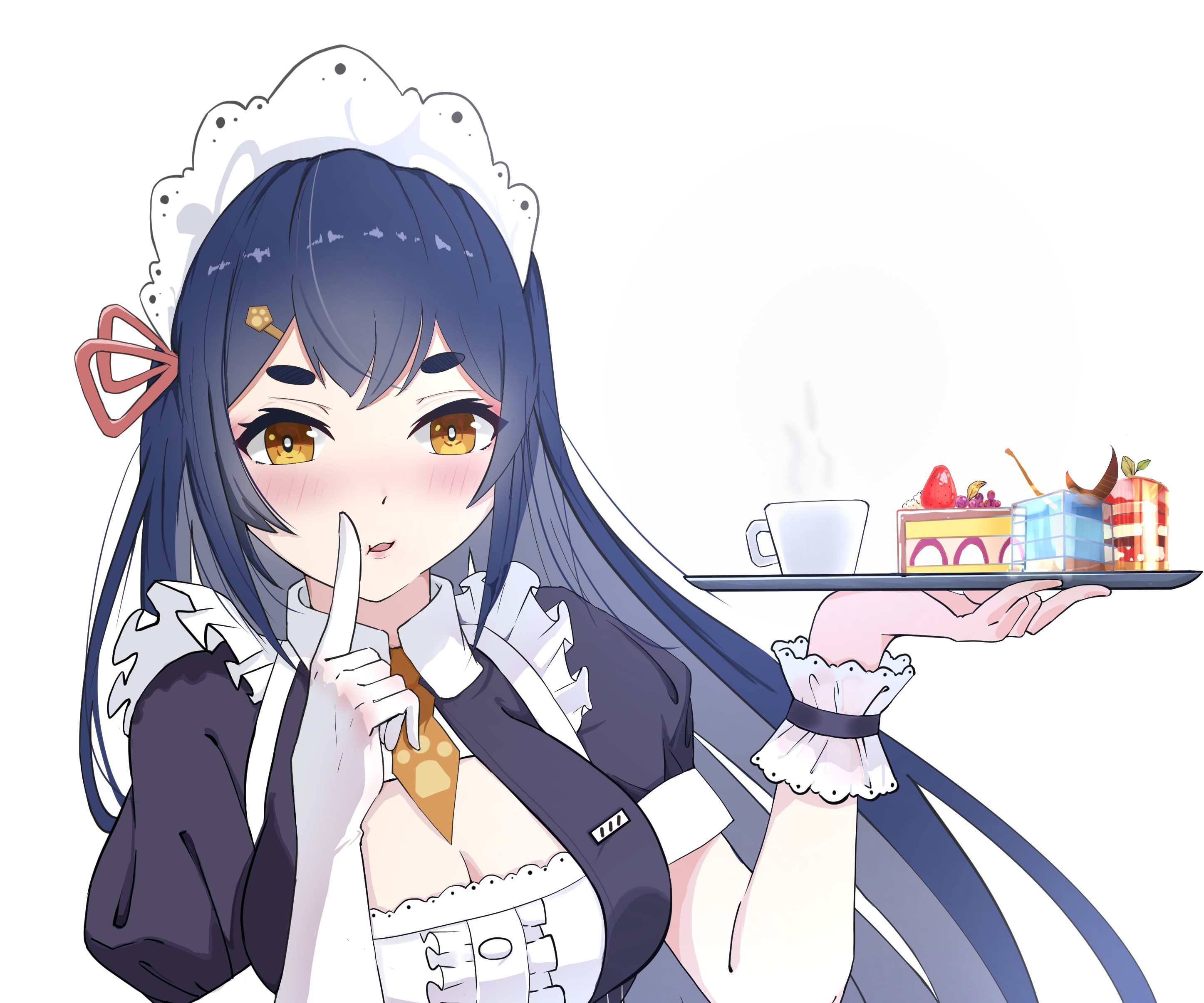 Maid Girl Serving Cake and Coffee HD Wallpaper