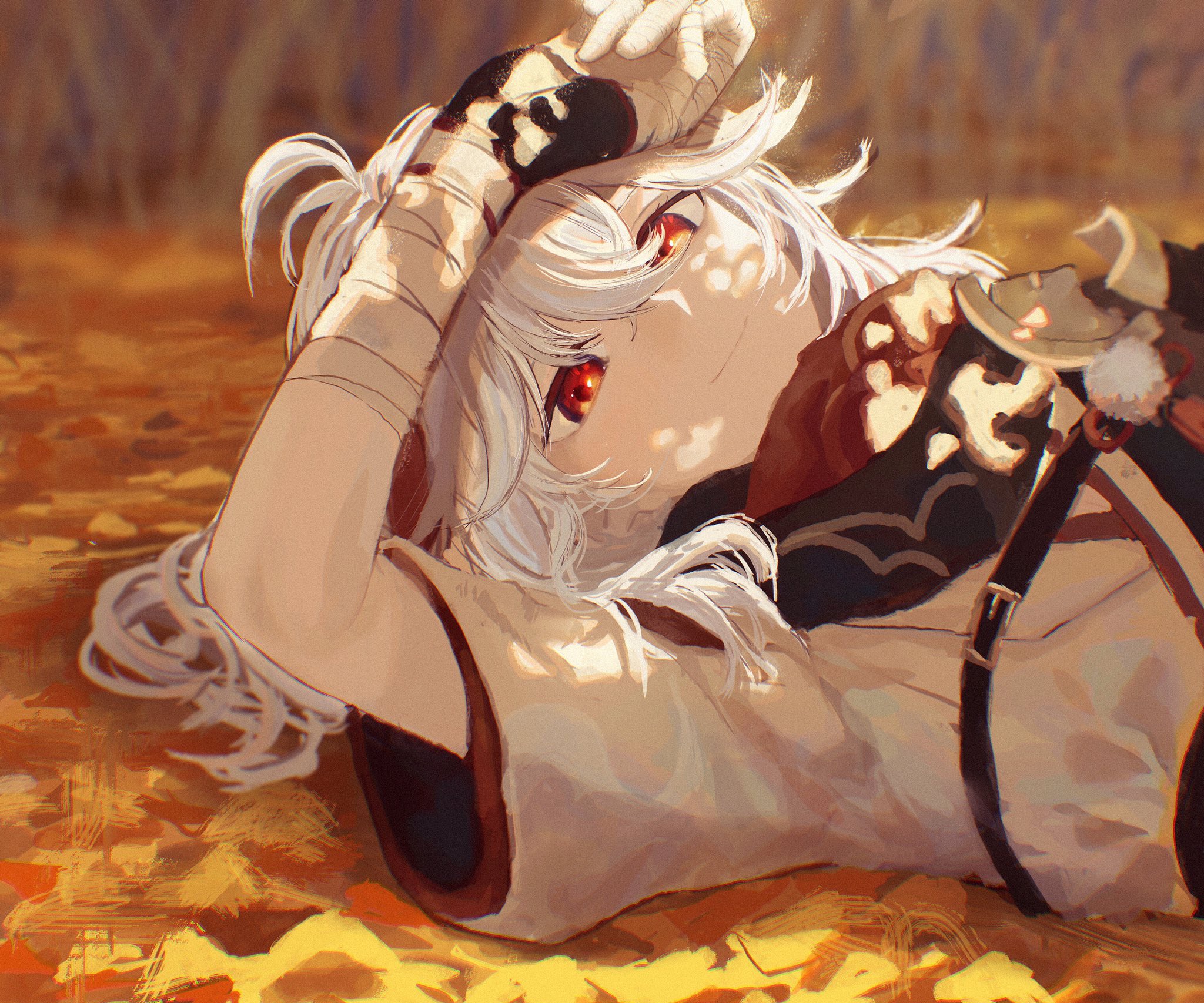 Kaedehara Kazuha from Genshin Impact lying down HD Wallpaper
