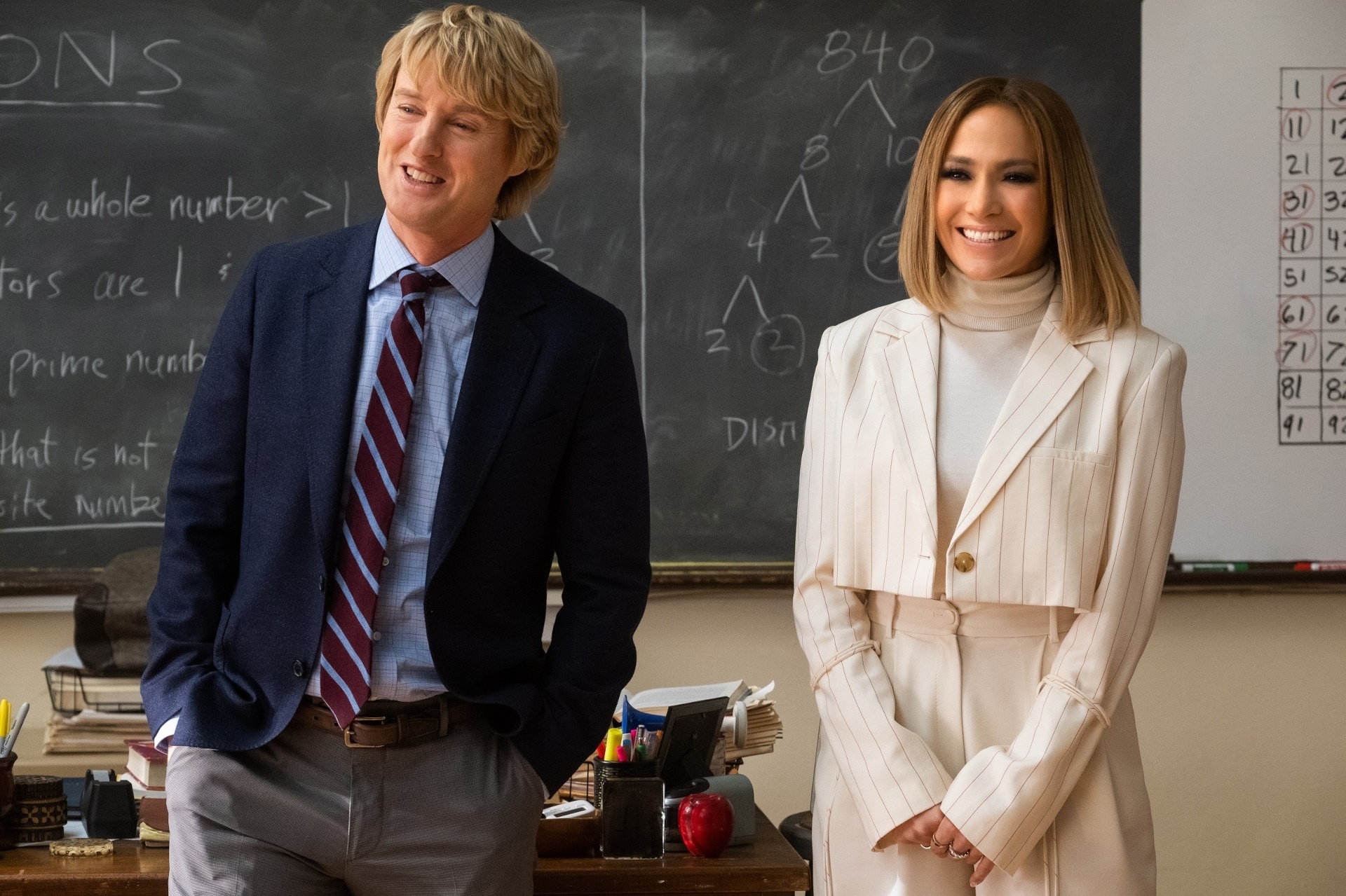 Jennifer Lopez and Owen Wilson in a classroom HD Wallpaper